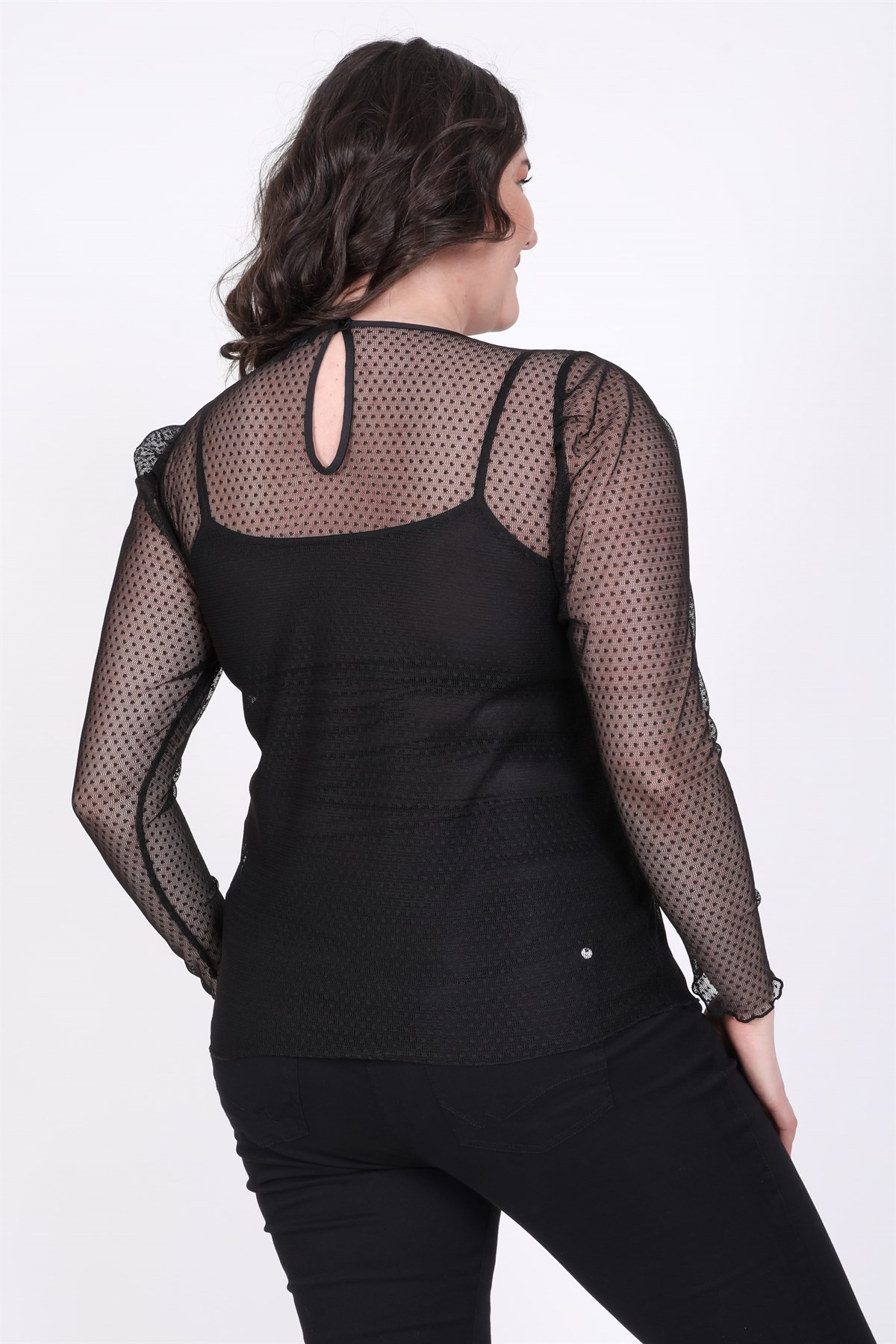 Myline-Prenses Kol Dantel Bluz-Büyük Beden Bluz-35193