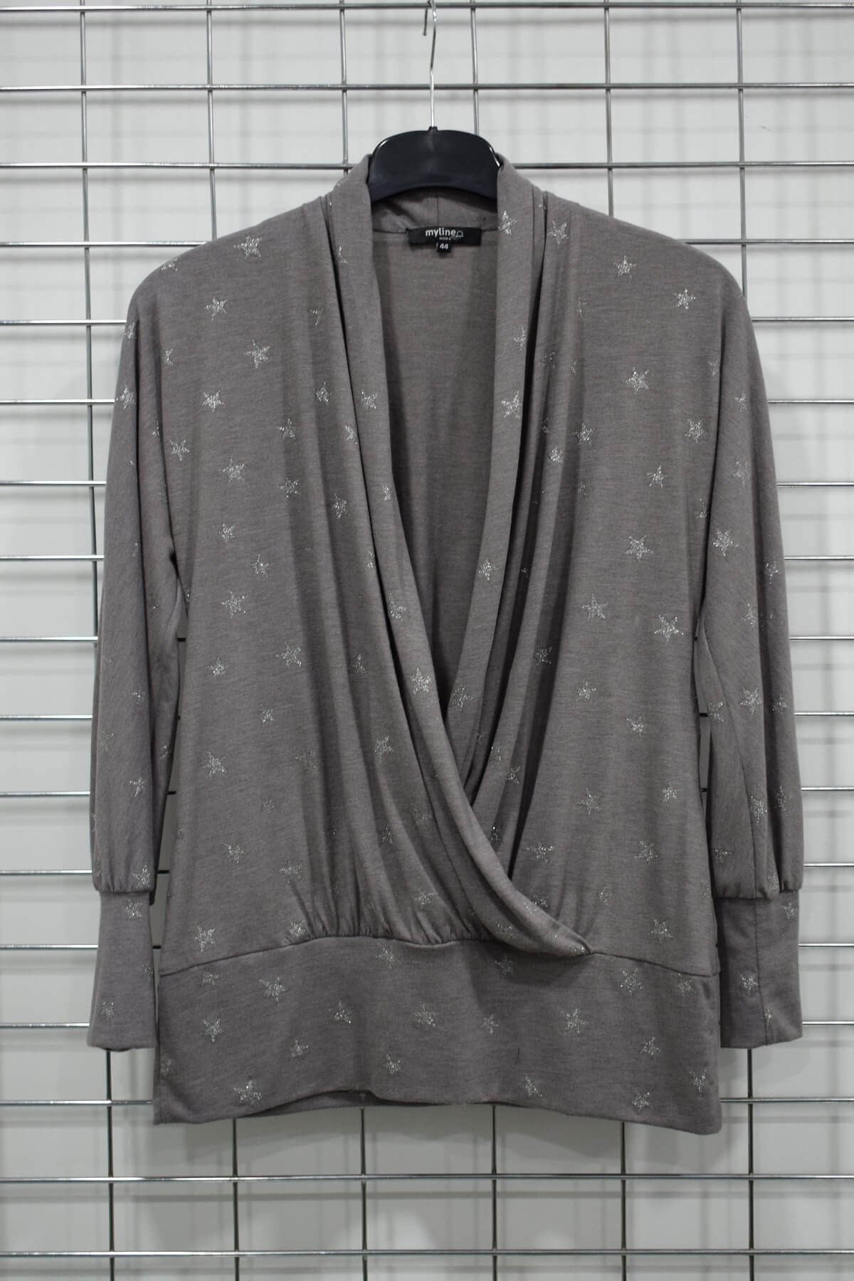 Myline-Şal Yaka Bluz-Büyük Beden Outlet-56234