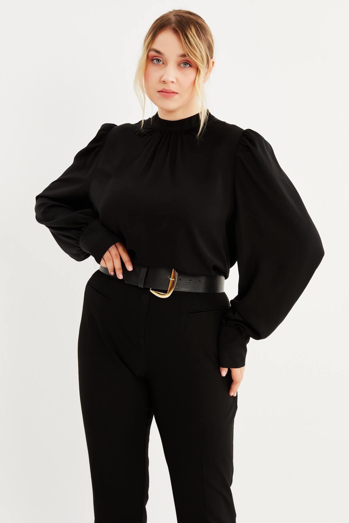 Myline-Saten Bluz-Büyük Beden Bluz-88013