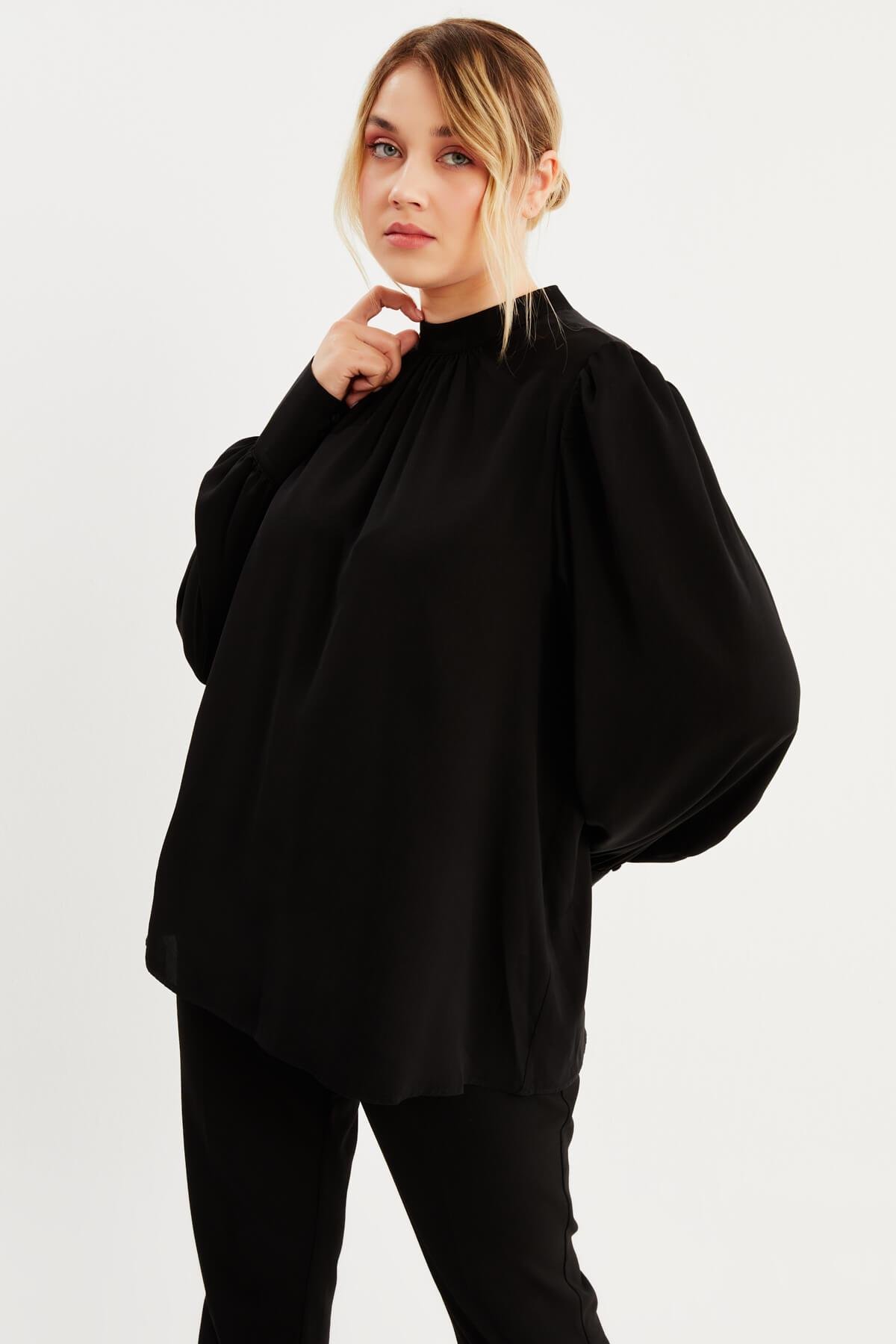 Myline-Saten Bluz-Büyük Beden Bluz-88013