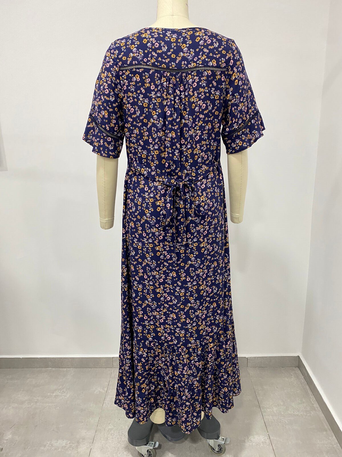 Myline-Şerit Detay Eteği Fırfırlı Elbise-Büyük Beden Outlet-66469