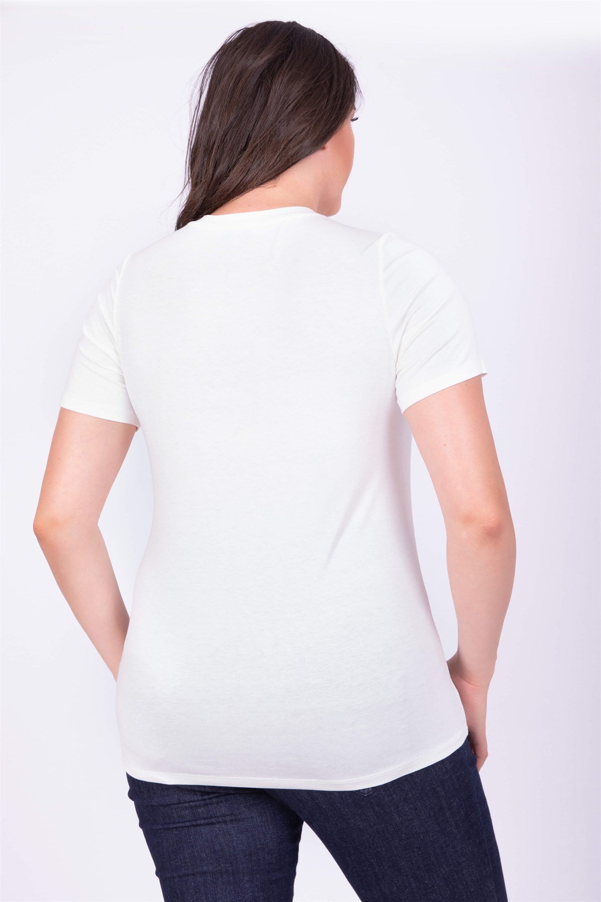 Myline-Sıfır Yaka Basic Bluz-Büyük Beden Bluz-34830