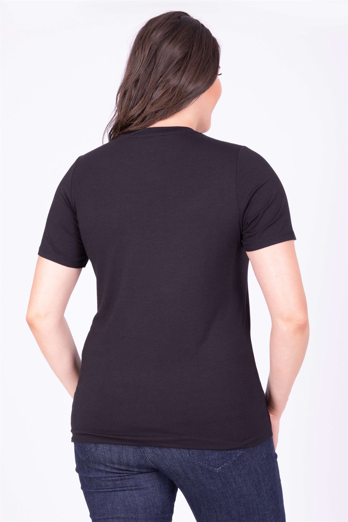 Myline-Sıfır Yaka Basic Bluz-Büyük Beden Bluz-34831