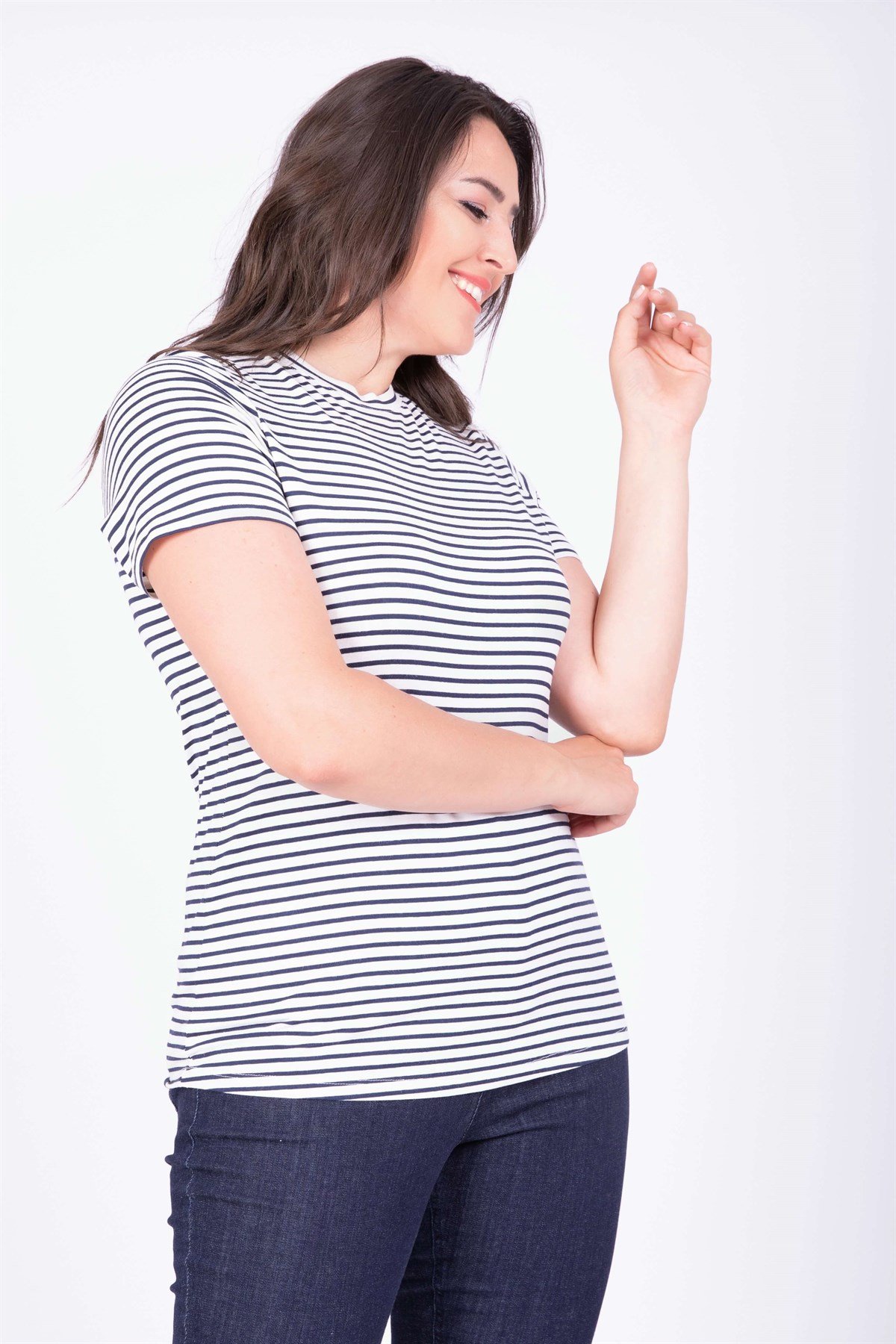 Myline-Sıfır Yaka Basic Bluz-Büyük Beden Bluz-34832