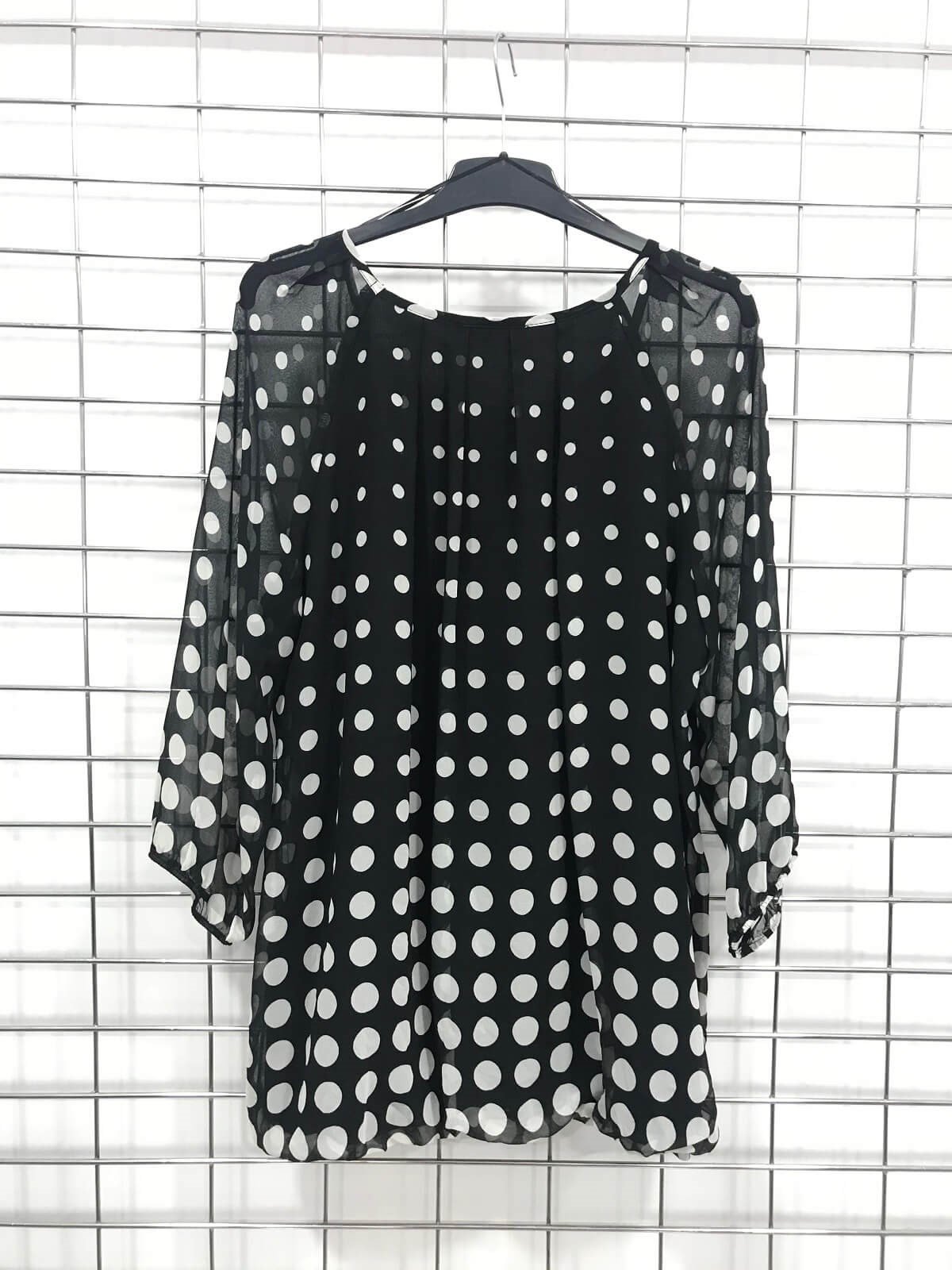 Myline-Şifon 3/4 Kol Bluz-Büyük Beden Outlet-45876