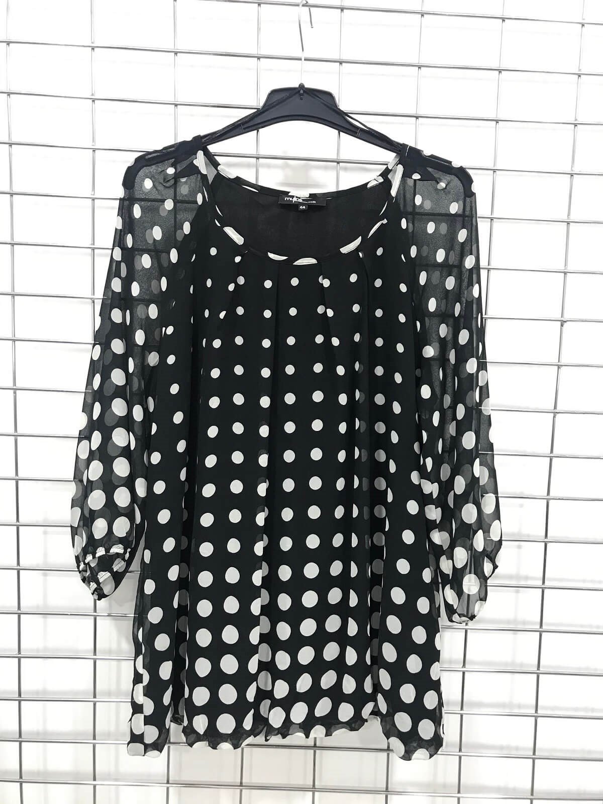 Myline-Şifon 3/4 Kol Bluz-Büyük Beden Outlet-45876