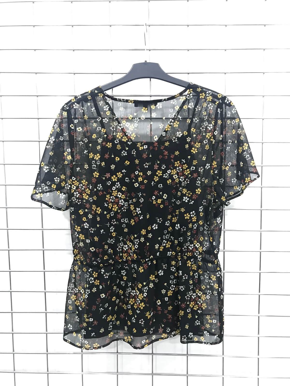 Myline-Şifon Beli Lastikli Bluz-Büyük Beden Bluz-45879