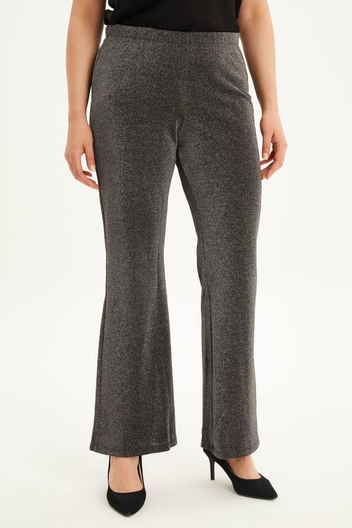 Myline-Simli Beli Lastikli İspanyol Paça Pantolon -Büyük Beden Pantolon-88014