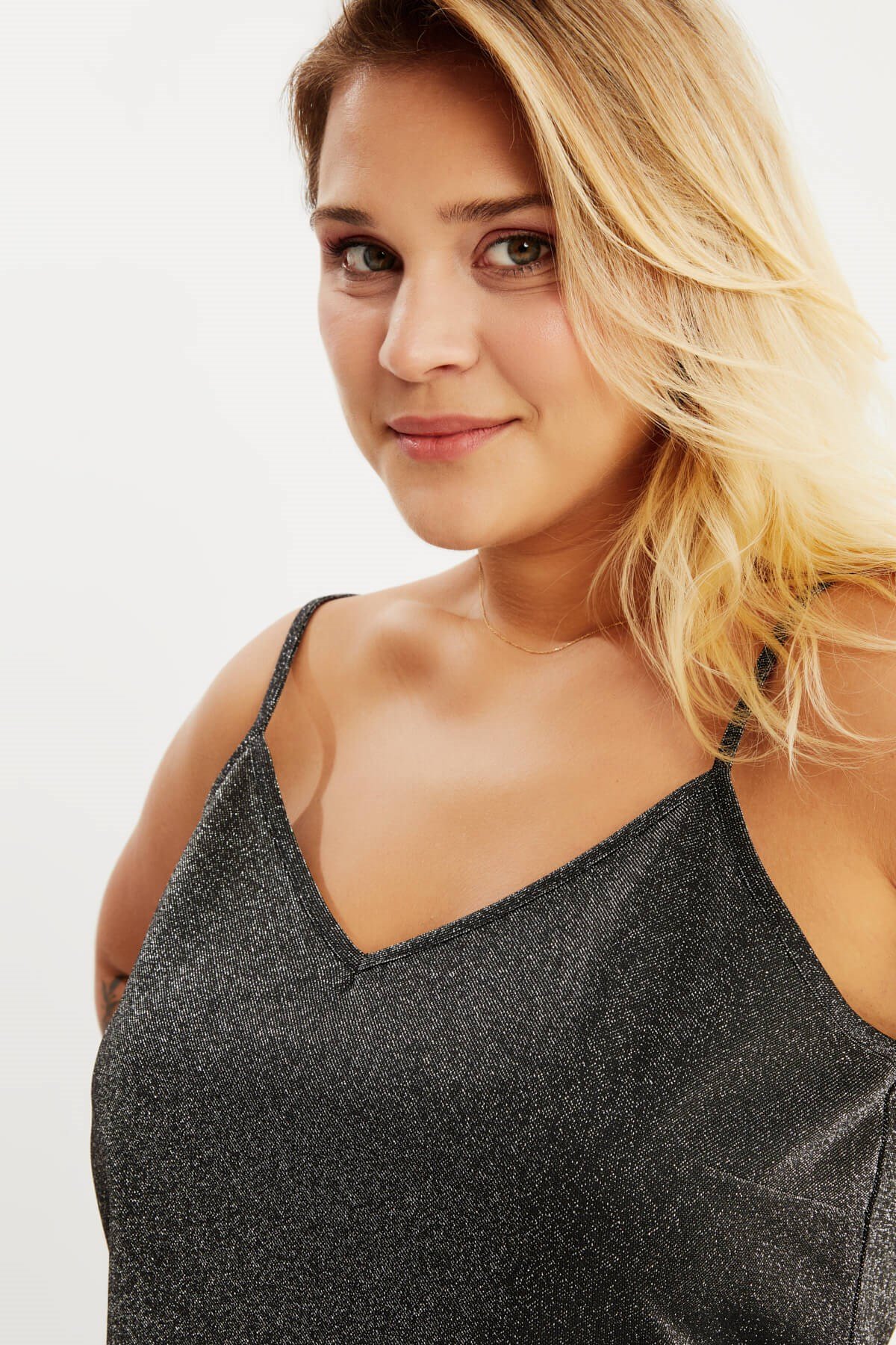 Myline-Simli İp Askılı Top-Büyük Beden Tişört-88015