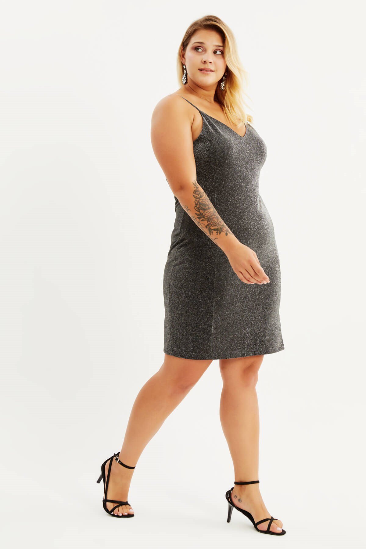 Myline-Simli İp Askılı Yırtmaçlı Elbise-Büyük Beden Abiye Elbise-88017