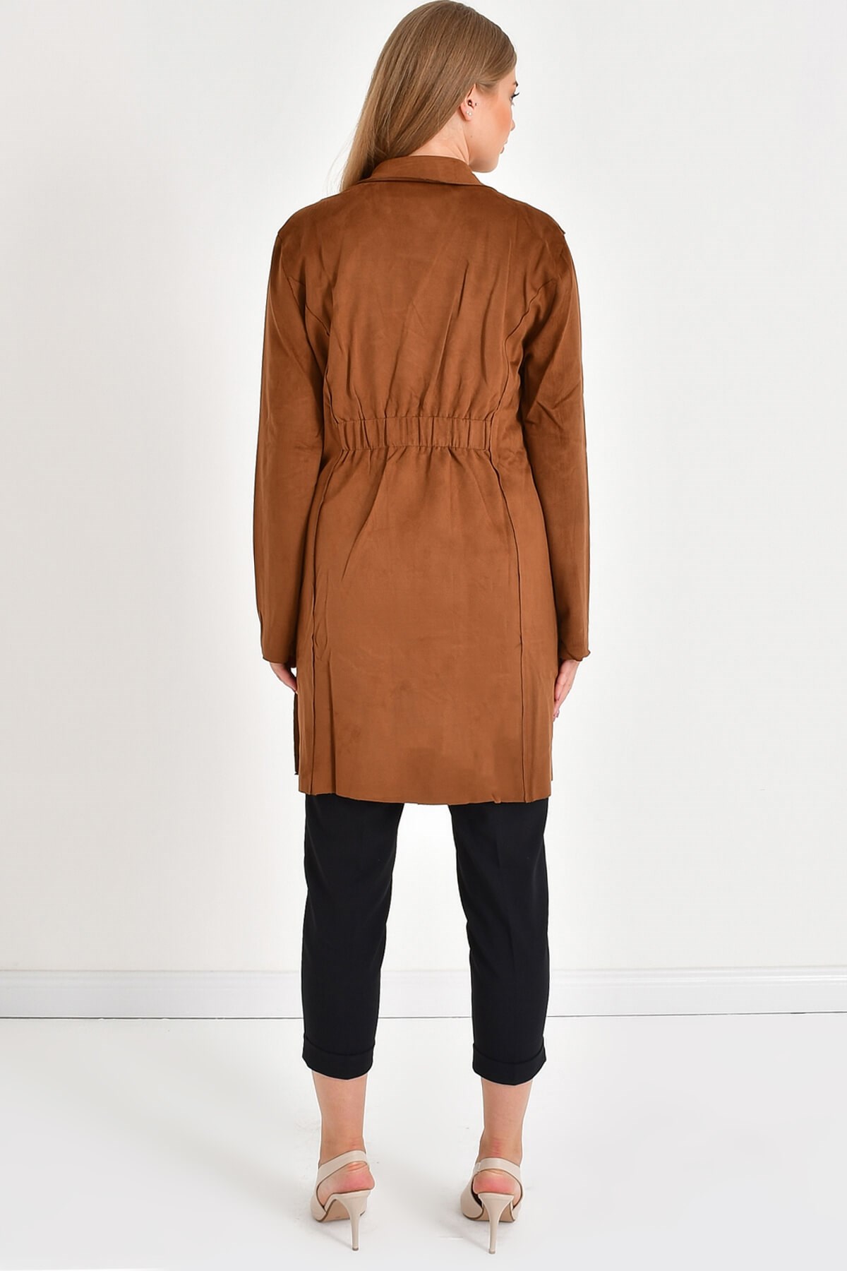 Myline-Suet Uzun Ceket-Büyük Beden Ceket-23630-m