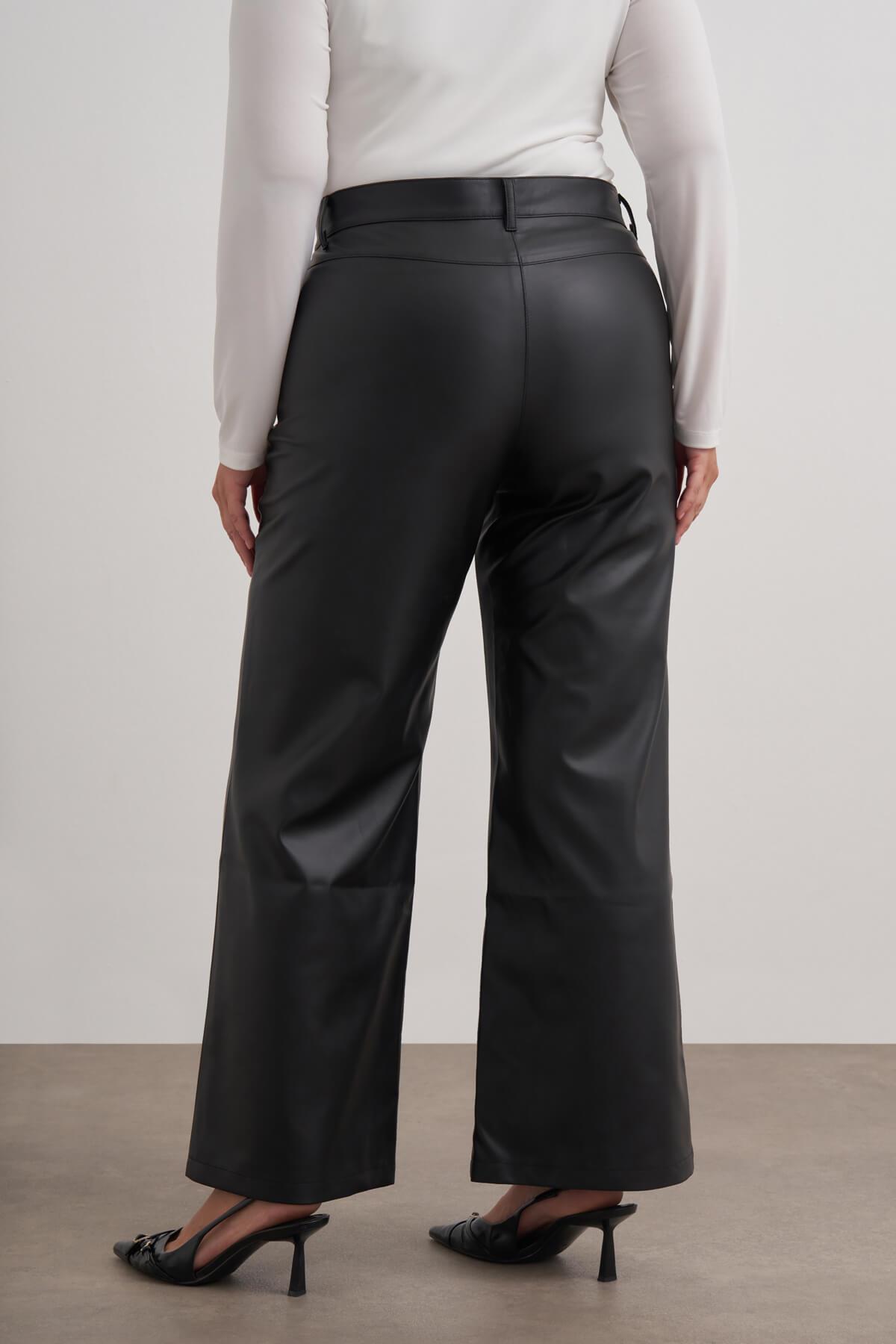 Myline-Suni Deri Pantolon-Büyük Beden Pantolon-149588