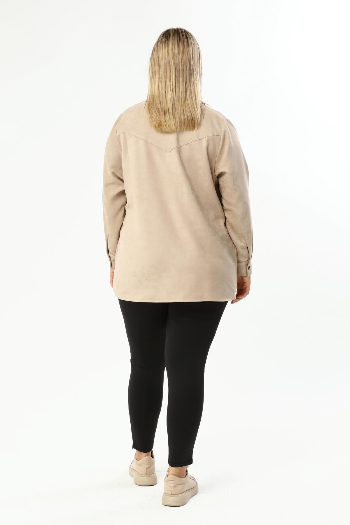 Myline-Suni Süet İnce Gömlek Ceket-Büyük Beden Ceket-77258