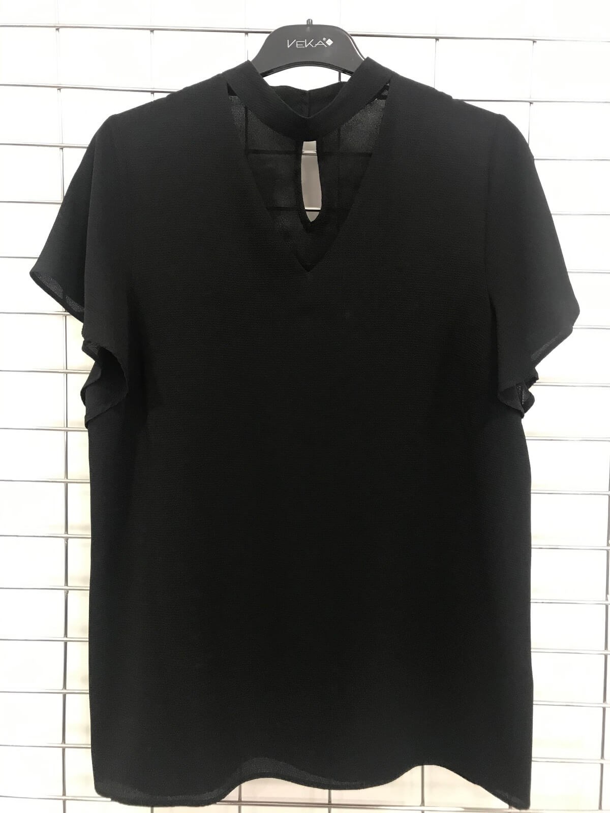 Myline-Tasma Yaka Detaylı Kısa Kollu Bluz-Büyük Beden Outlet-45669