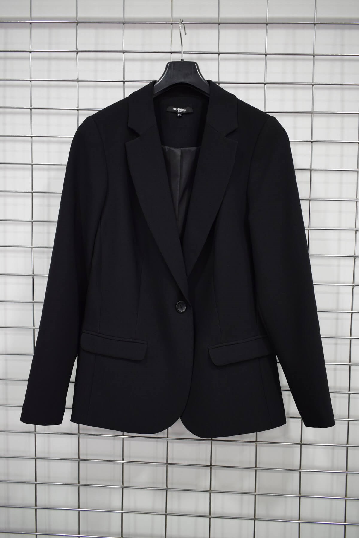 Myline-Tek Düğmeli Cep Detaylı Ceket-Büyük Beden Outlet-56192