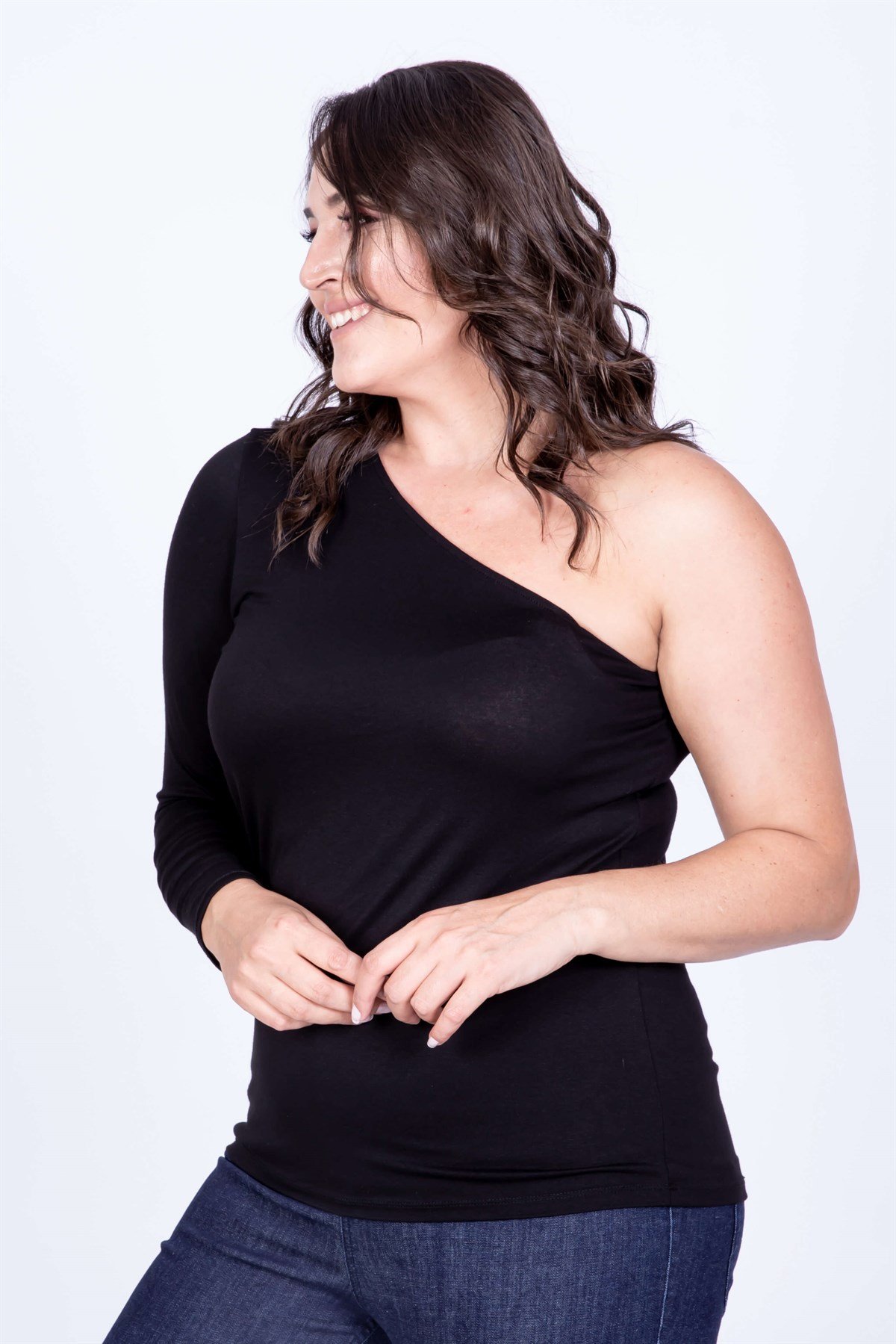 Myline-Tek Kol Bluz-Büyük Beden Bluz-35141