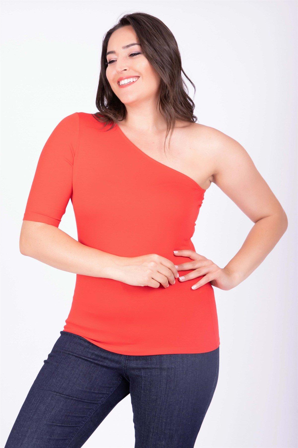 Myline-Tek Kollu Bluz-Büyük Beden Bluz-34811