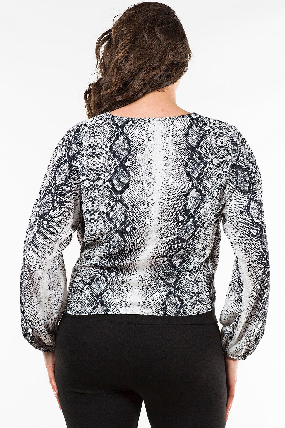 Myline-Tokalı Kruvaze Bluz-Bluz-34429