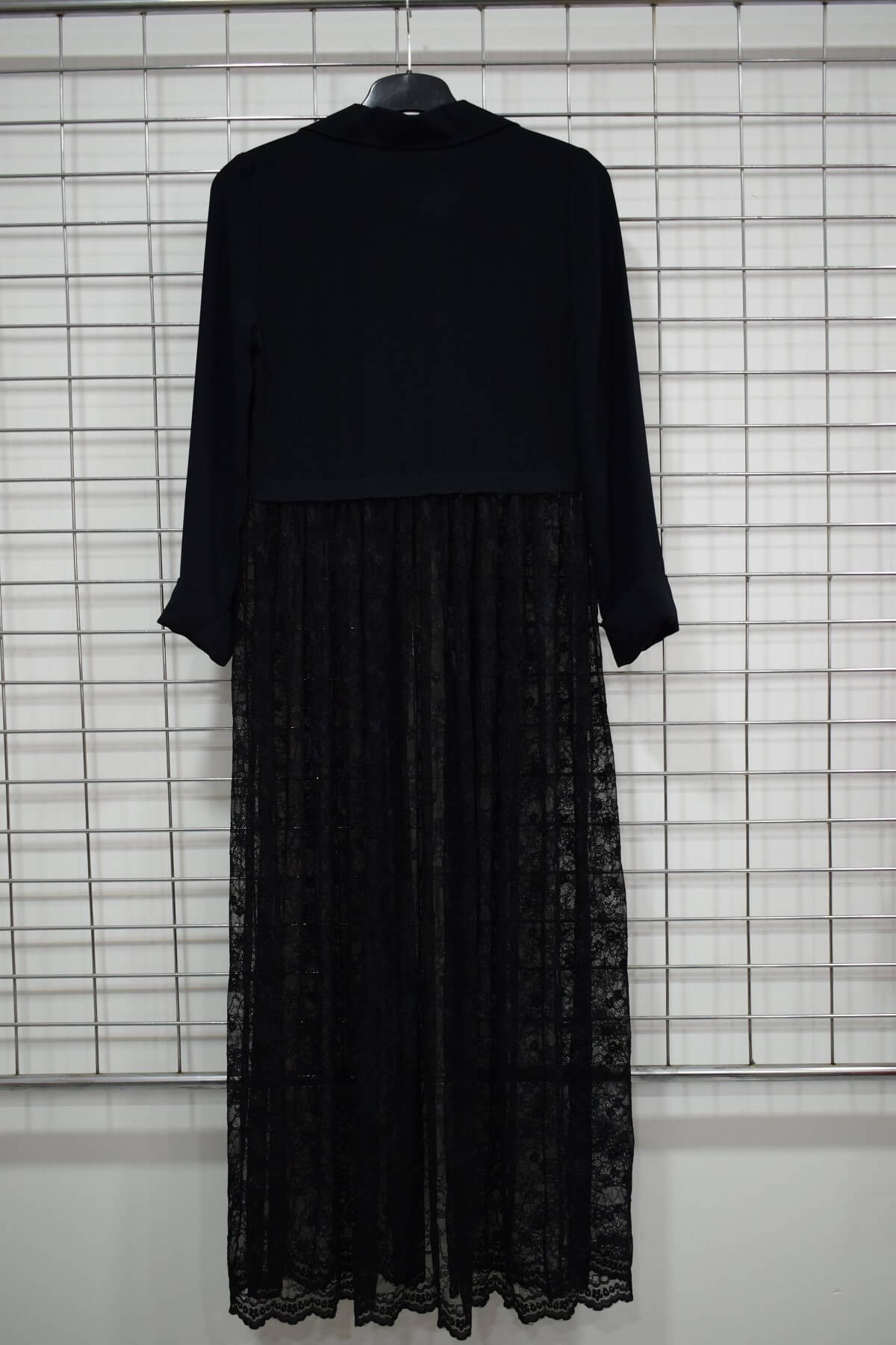 Myline-Tül Detaylı Uzun Ceket-Büyük Beden Ceket-56240