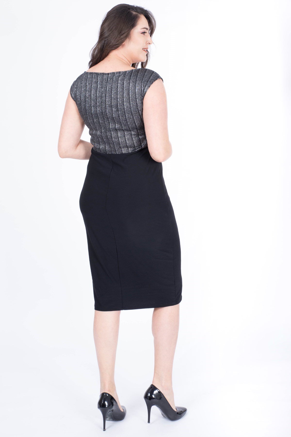 MYLINE-Üzeri Simli Anvelop Elbise-Elbise-34566