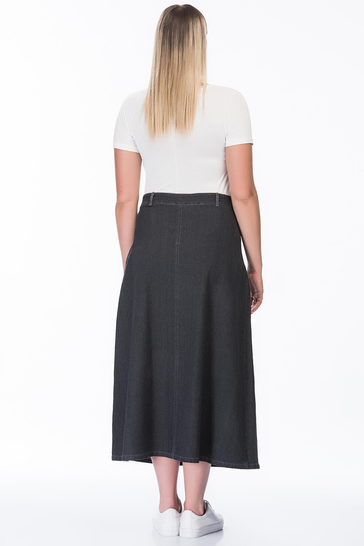 Myline-Uzun Denim Etek-Büyük Beden Etek-23484-m