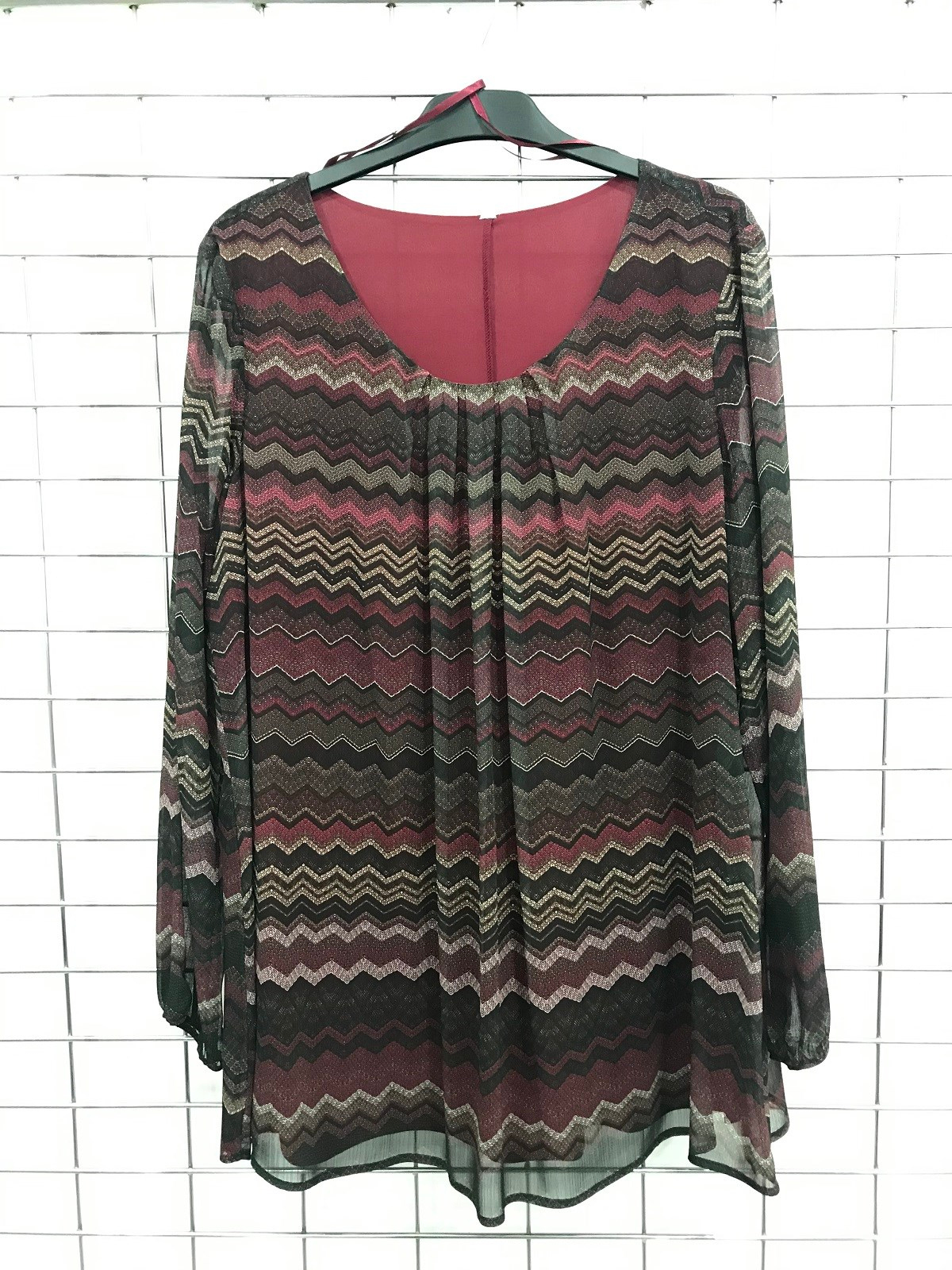 Myline-Uzun kollu Astarlı Şifon Bluz-Büyük Beden Outlet-45637