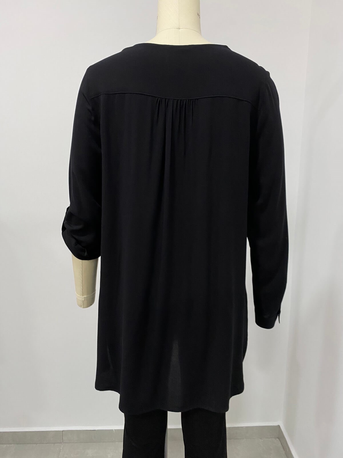 Myline-Uzun Kollu Fermuarlı Tunik-Büyük Beden Outlet-66543