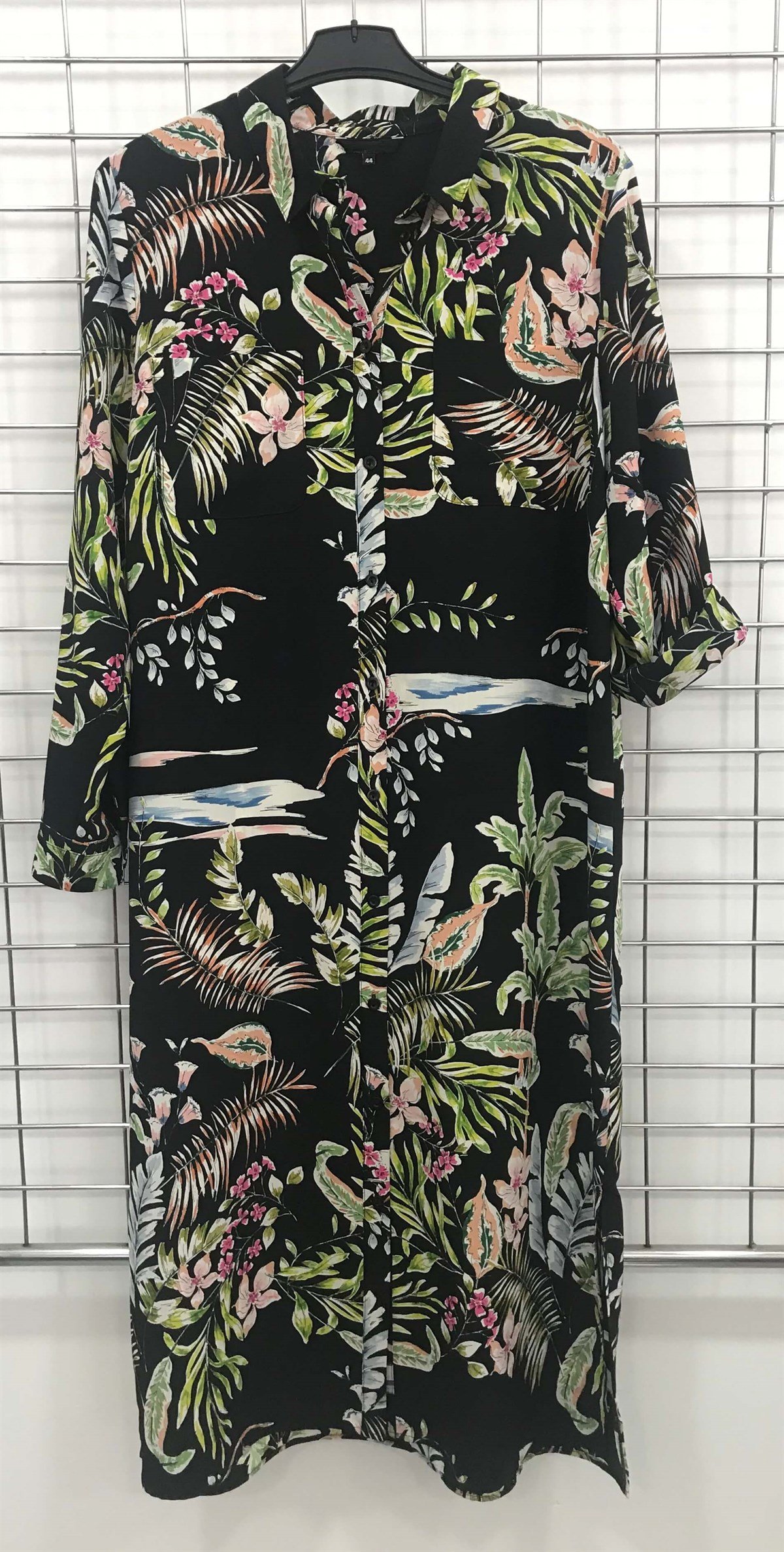 Myline-Uzun Kollu Gömlek Elbise -Büyük Beden Outlet-45579