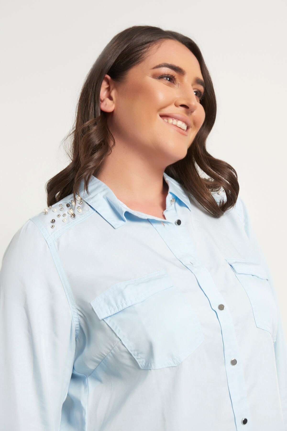 Myline-Uzun Kollu Tencel Gömlek-Büyük Beden Gömlek-23506-m