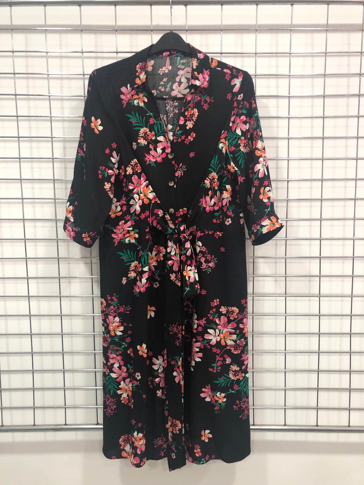 Myline-V Yaka Bağlama Detaylı Elbise-Büyük Beden Outlet-66473