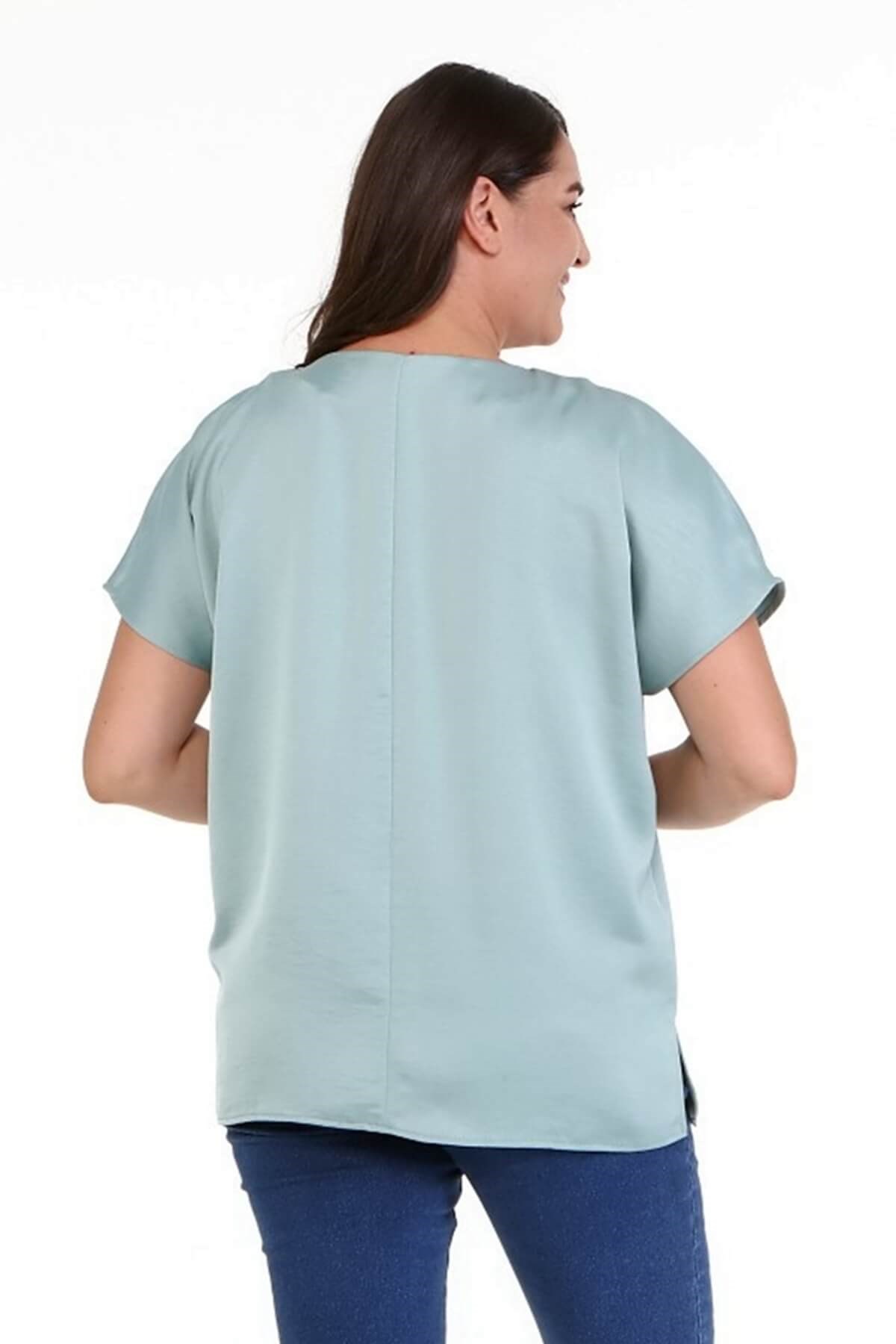 Myline-V Yaka Bluz -Büyük Beden Bluz-67027