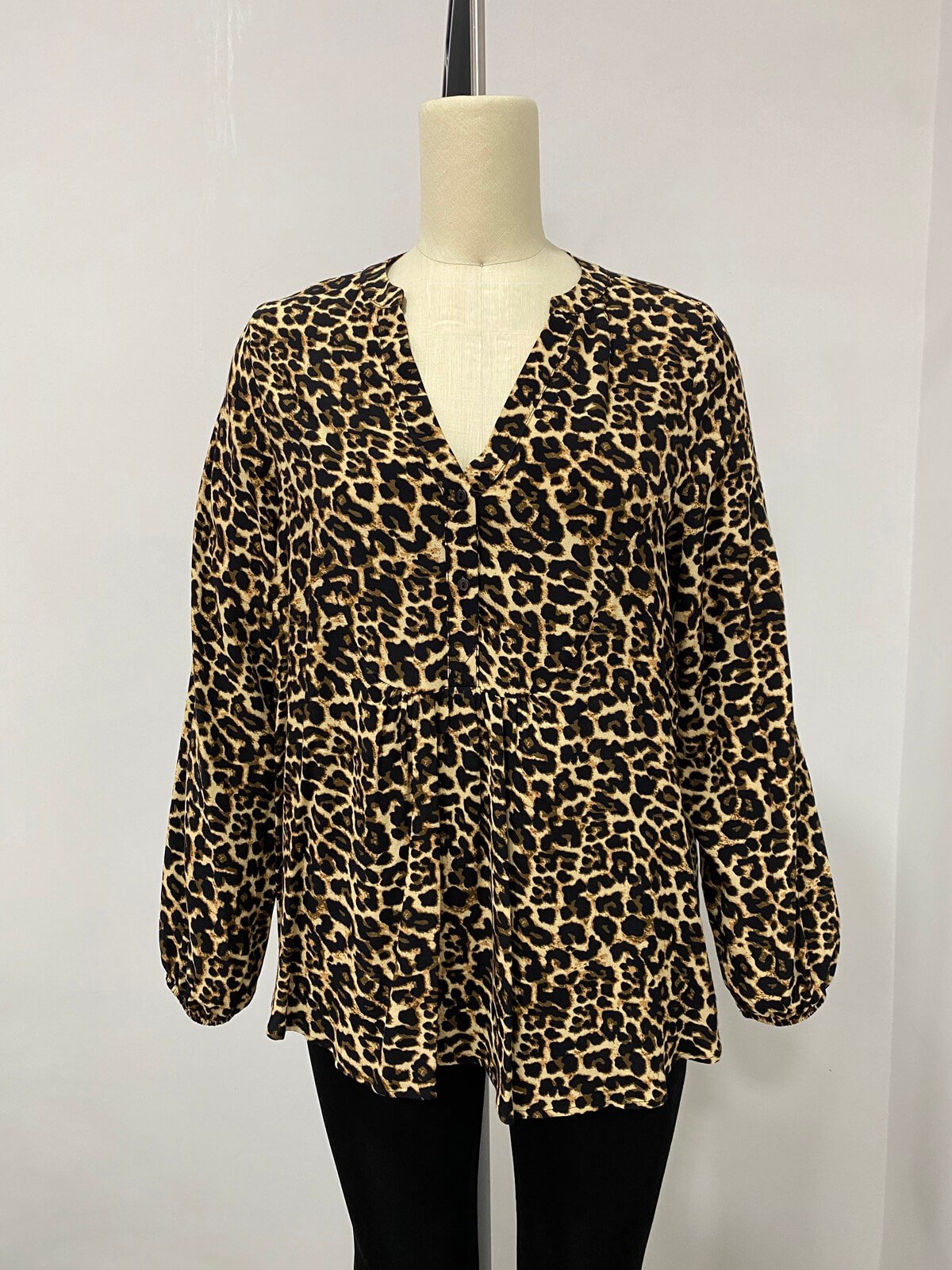 Myline-V Yaka Kolları Lastikli Bluz-Büyük Beden Outlet-66485