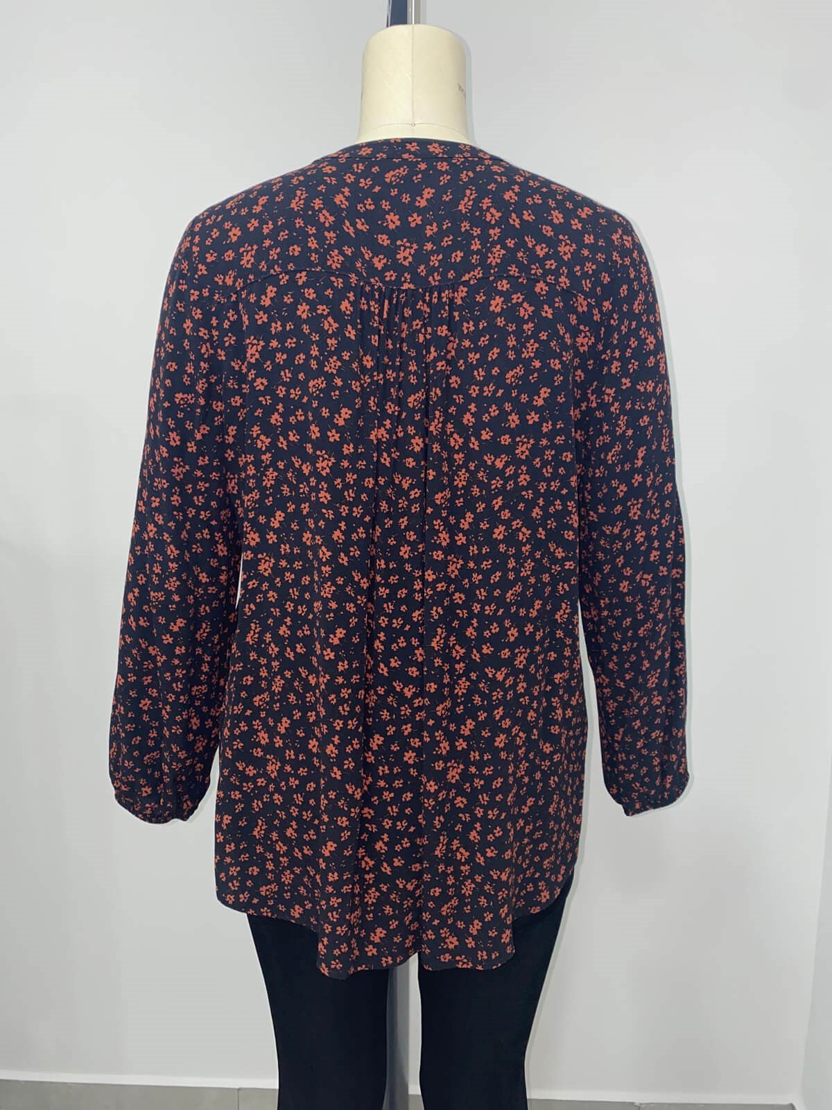 Myline-V Yaka Kolu Lastikli Bluz-Büyük Beden Outlet-66523