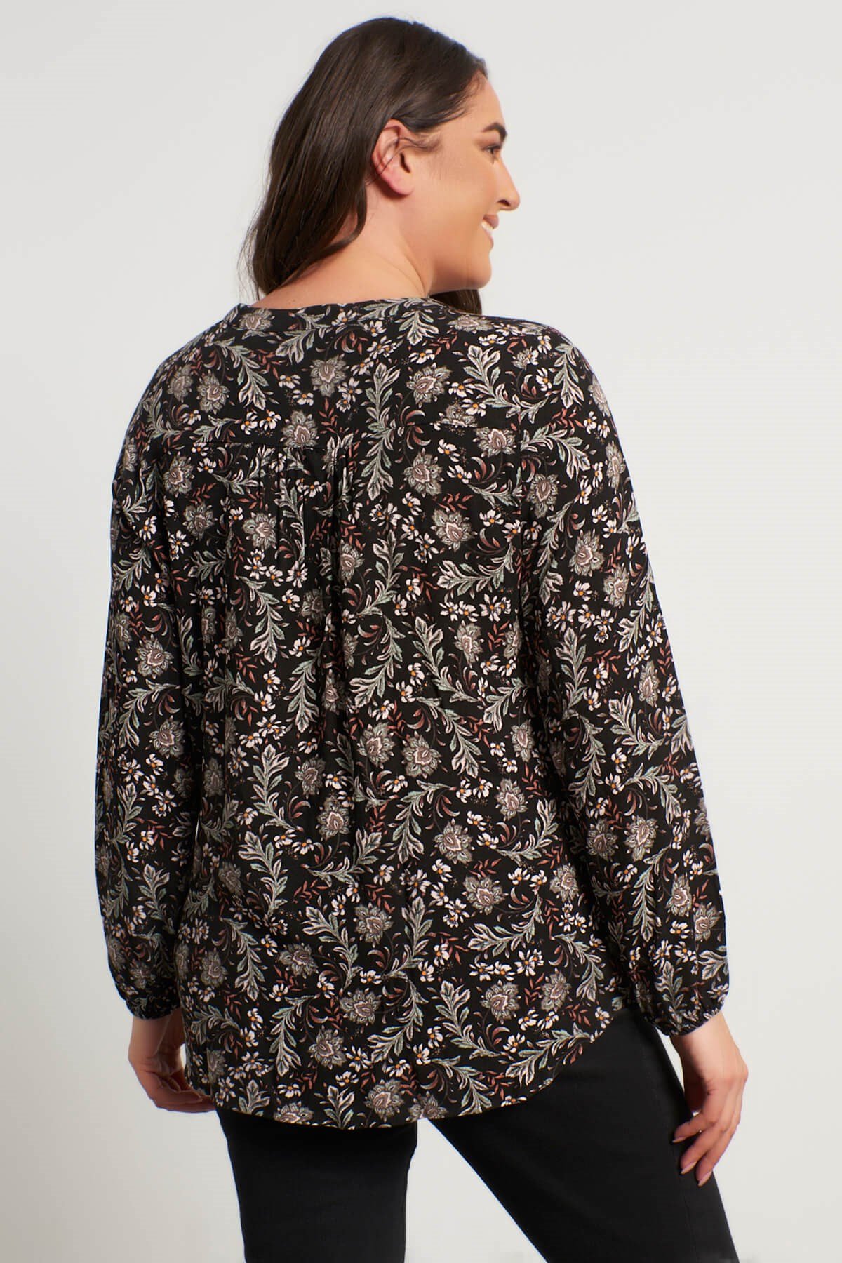 Myline-V Yaka Önü Büzgülü Bluz-Büyük Beden Bluz-56073