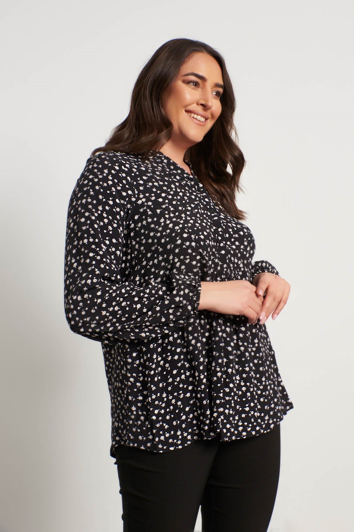 Myline-V Yaka Önü Büzgülü Bluz-Büyük Beden Bluz-56075