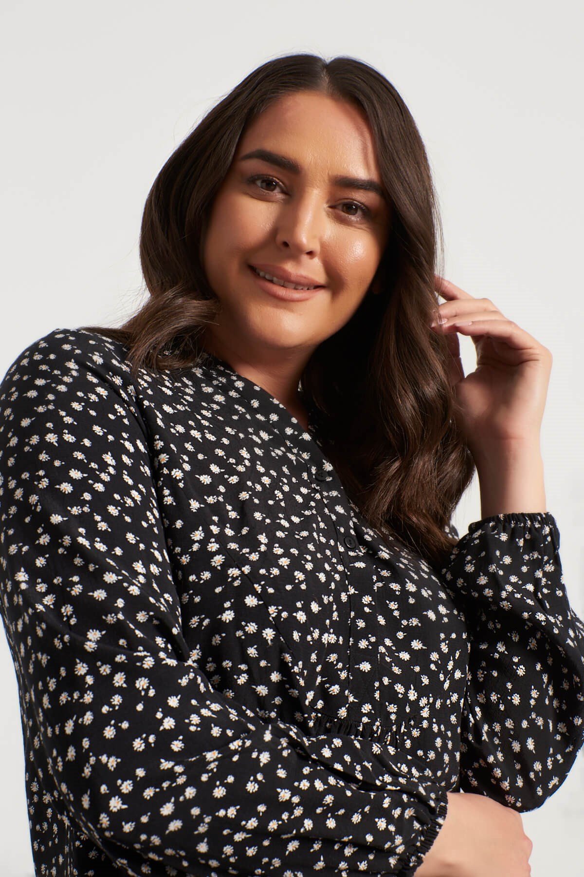 Myline-V Yaka Önü Büzgülü Bluz-Büyük Beden Bluz-56075