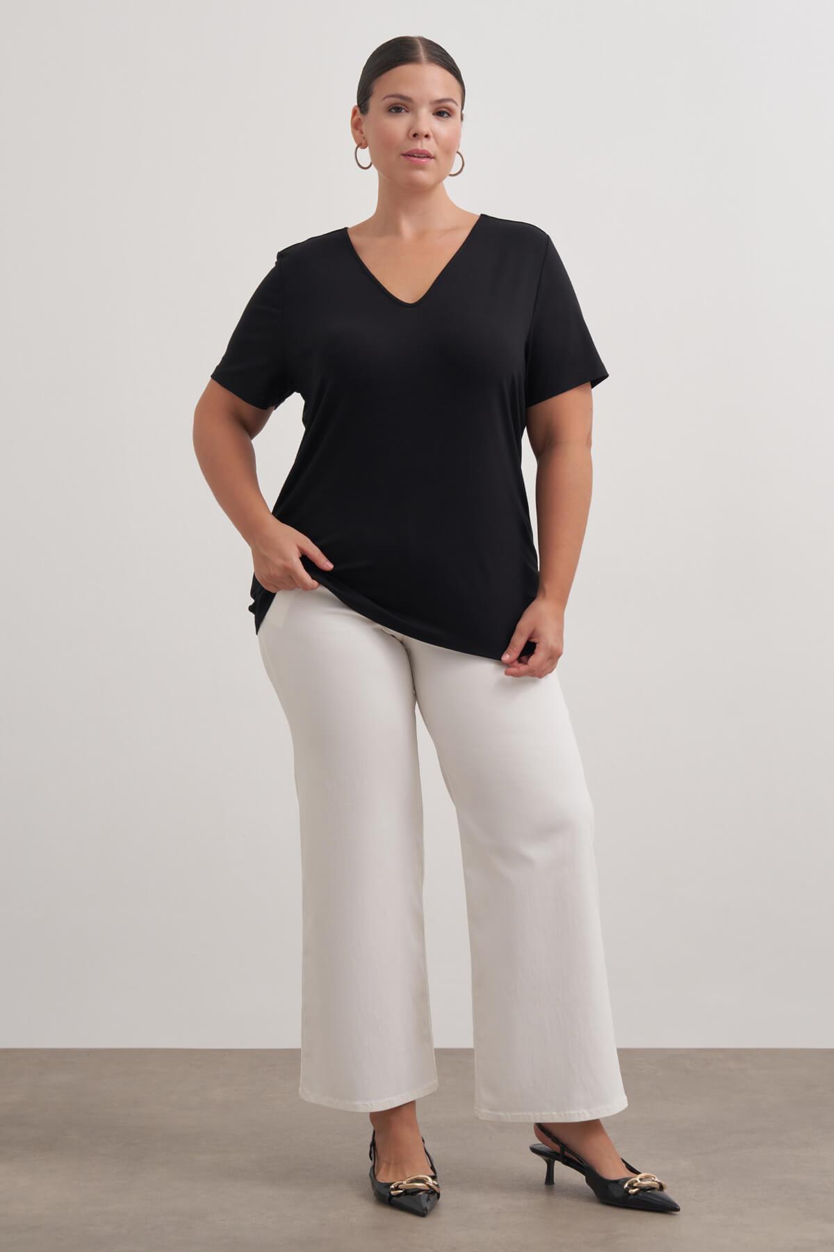 Myline-V Yaka Tişört-Büyük Beden Tişört-149460