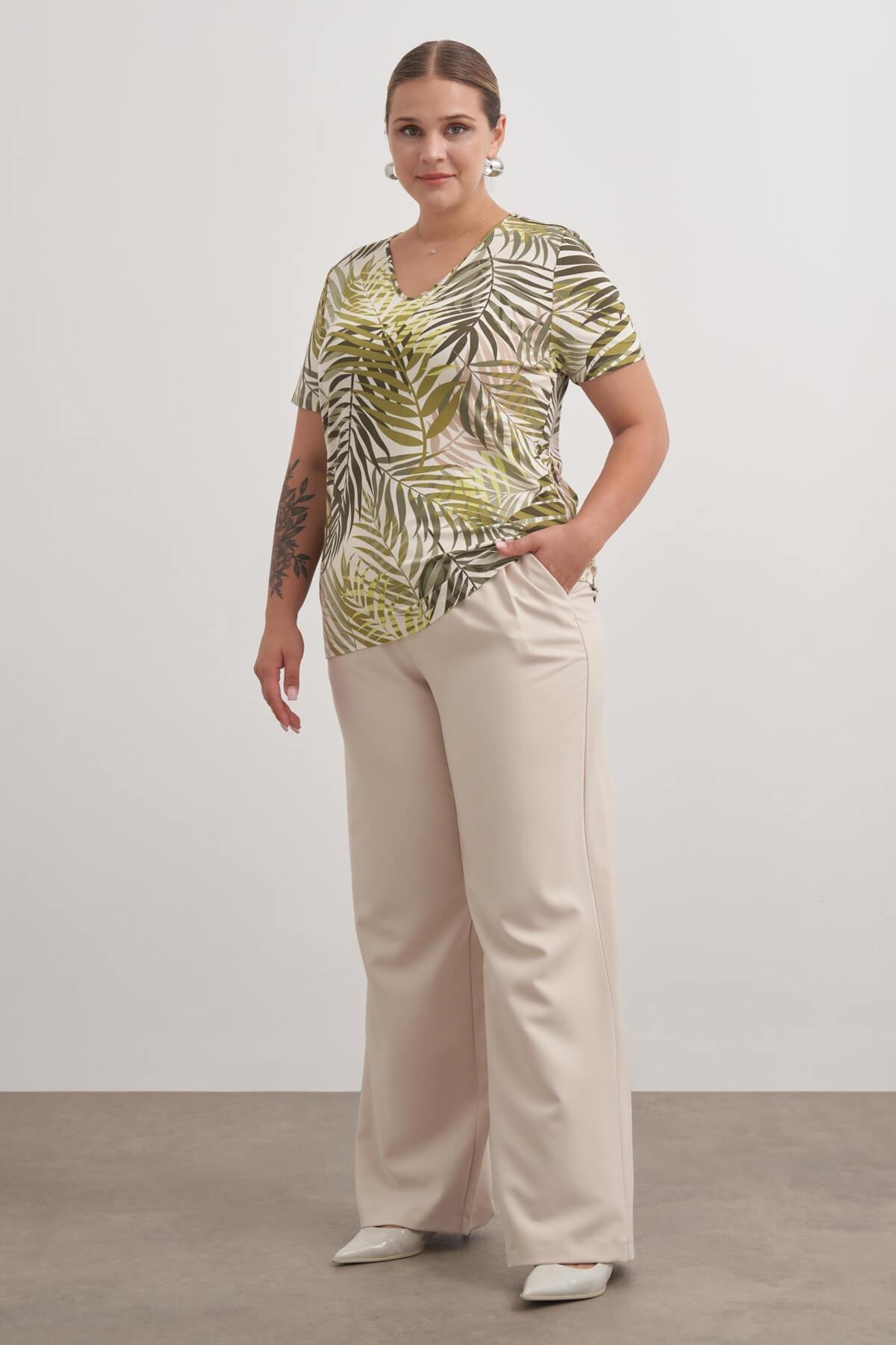 Myline-V Yaka Tişört-Büyük Beden Tişört-149461