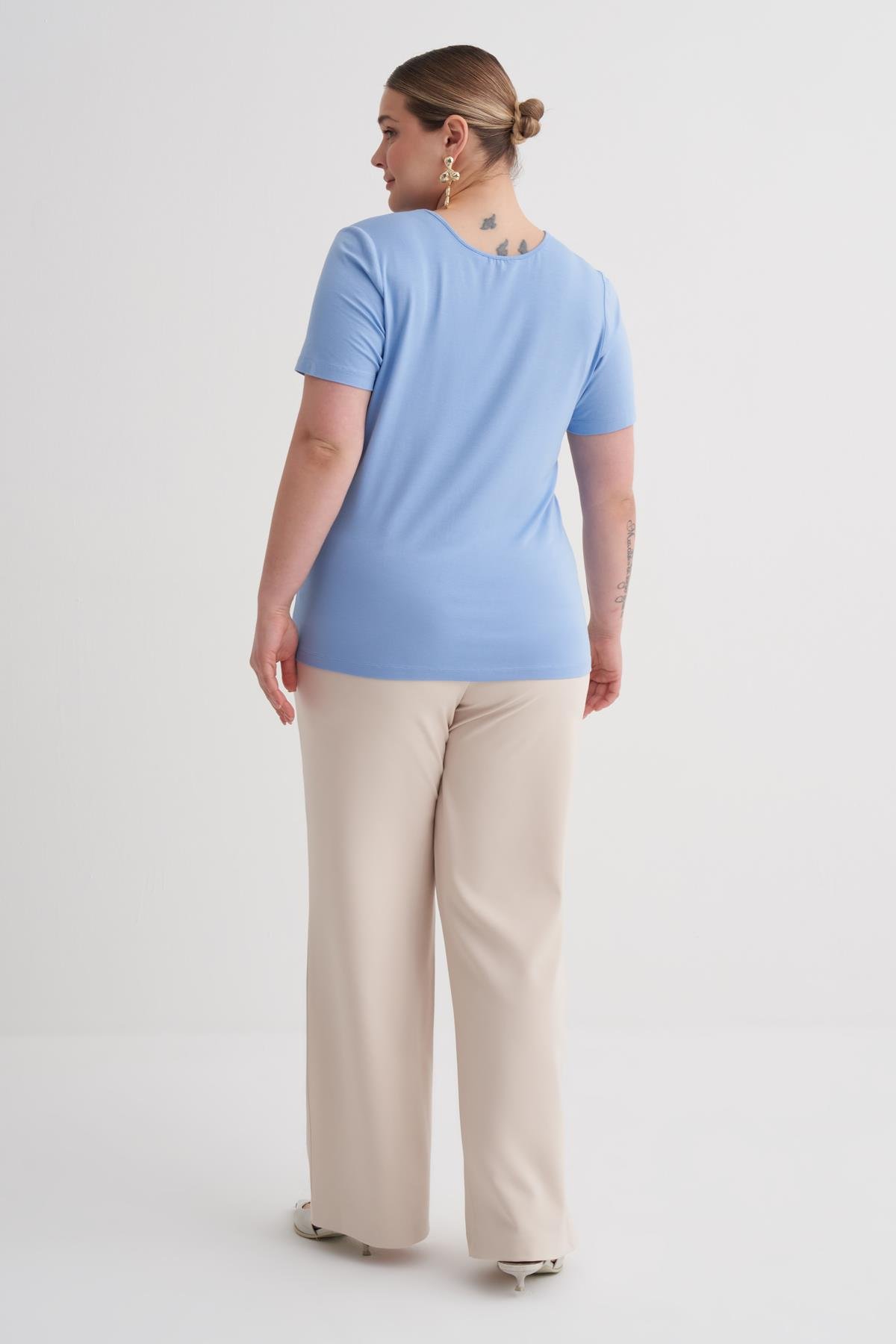 Myline-V Yaka Tişört-Büyük Beden Tişört-149855