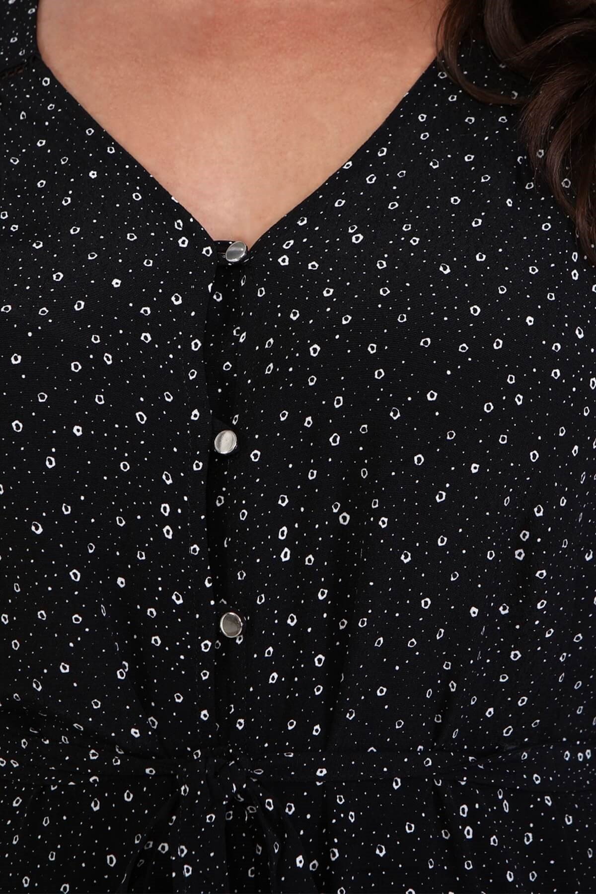 Myline-V Yaka Uzun Elbise-Büyük Beden Günlük Elbiseler-66847