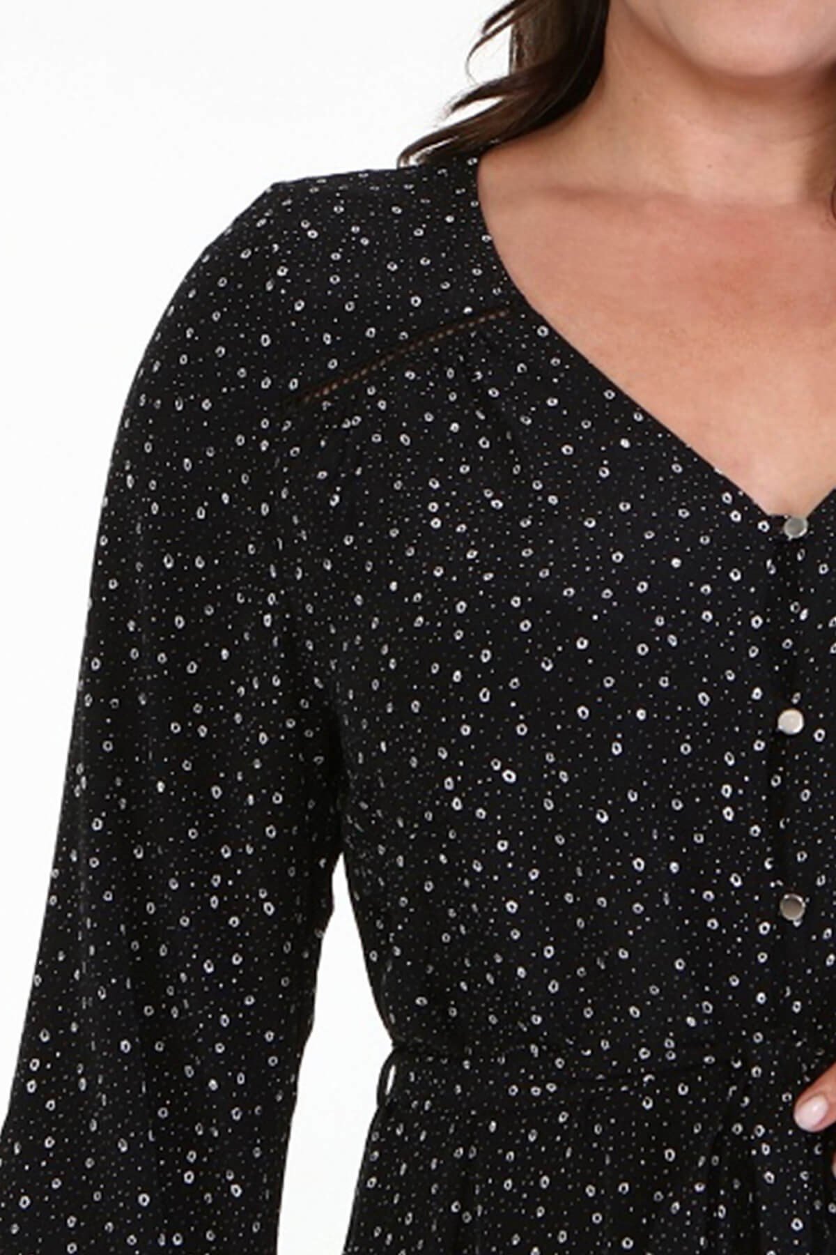 Myline-V Yaka Uzun Elbise-Büyük Beden Günlük Elbiseler-66847