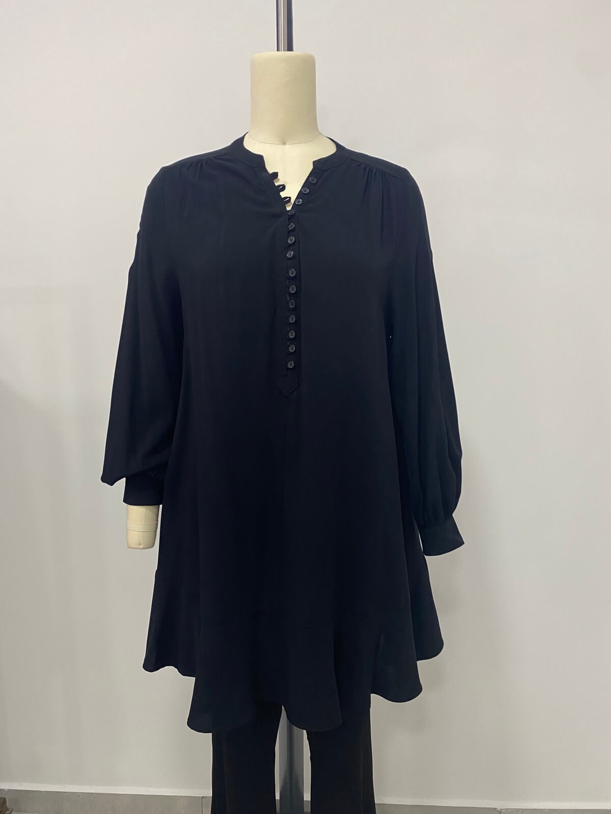 Myline-V Yaka Volanlı Tunik-Büyük Beden Outlet-66475