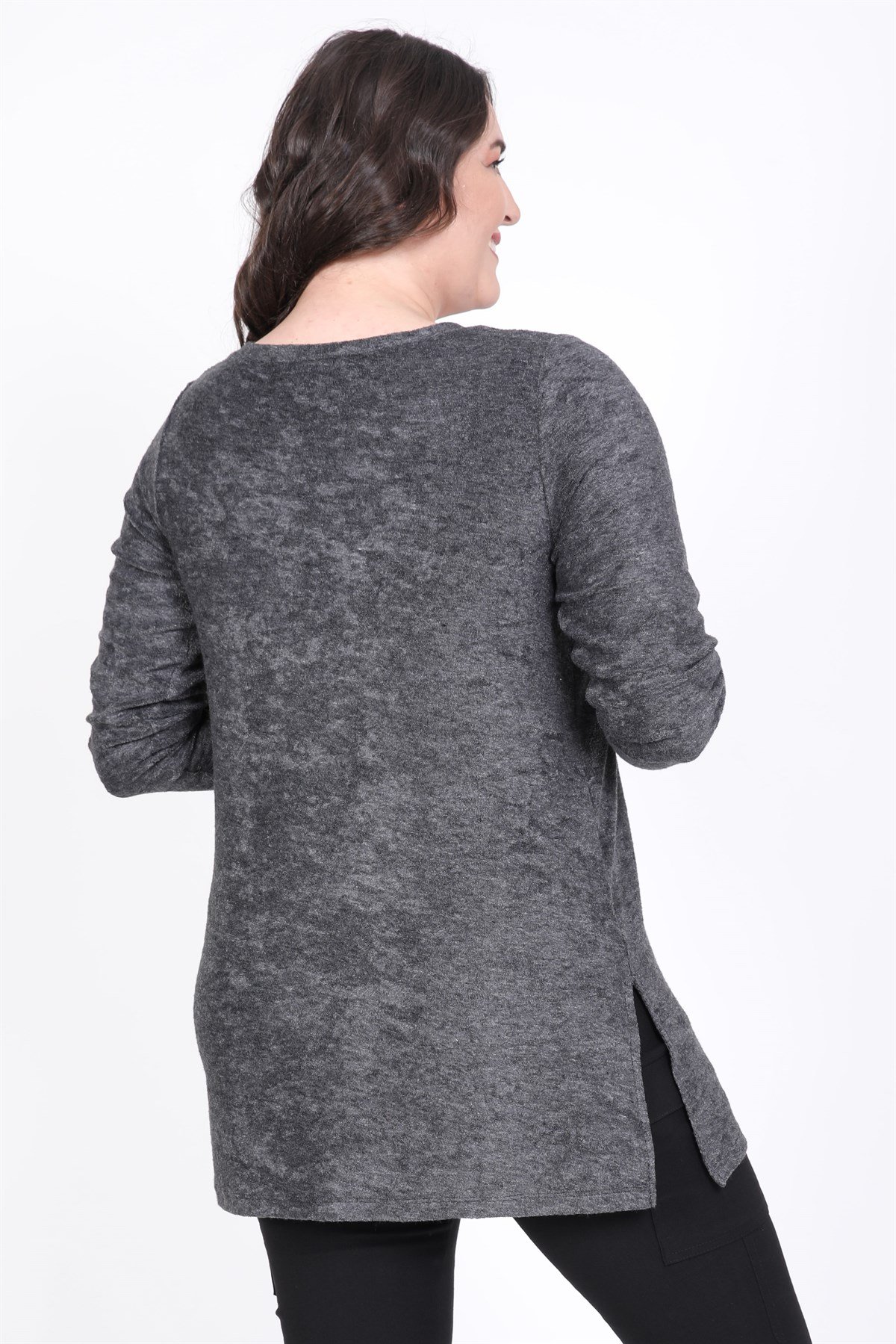 Myline-V Yaka Yumoş Tunik-Büyük Beden Tunik-35225