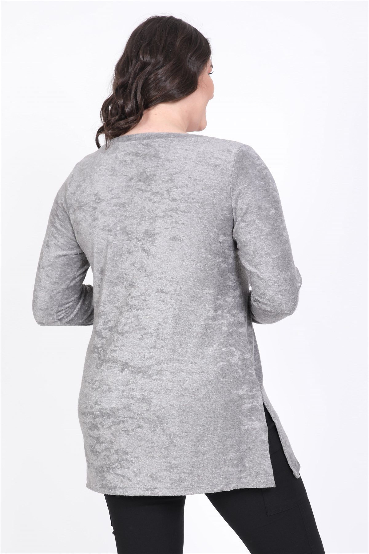 Myline-V Yaka Yumoş Tunik-Büyük Beden Tunik-35226