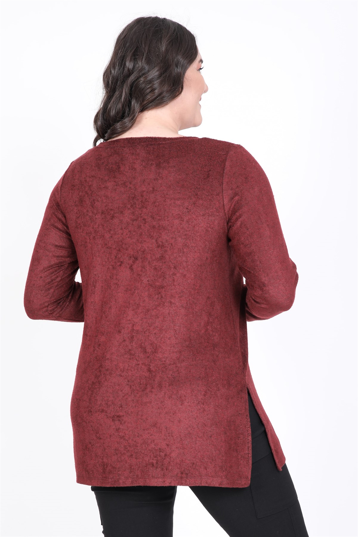 Myline-V Yaka Yumoş Tunik-Büyük Beden Tunik-35227