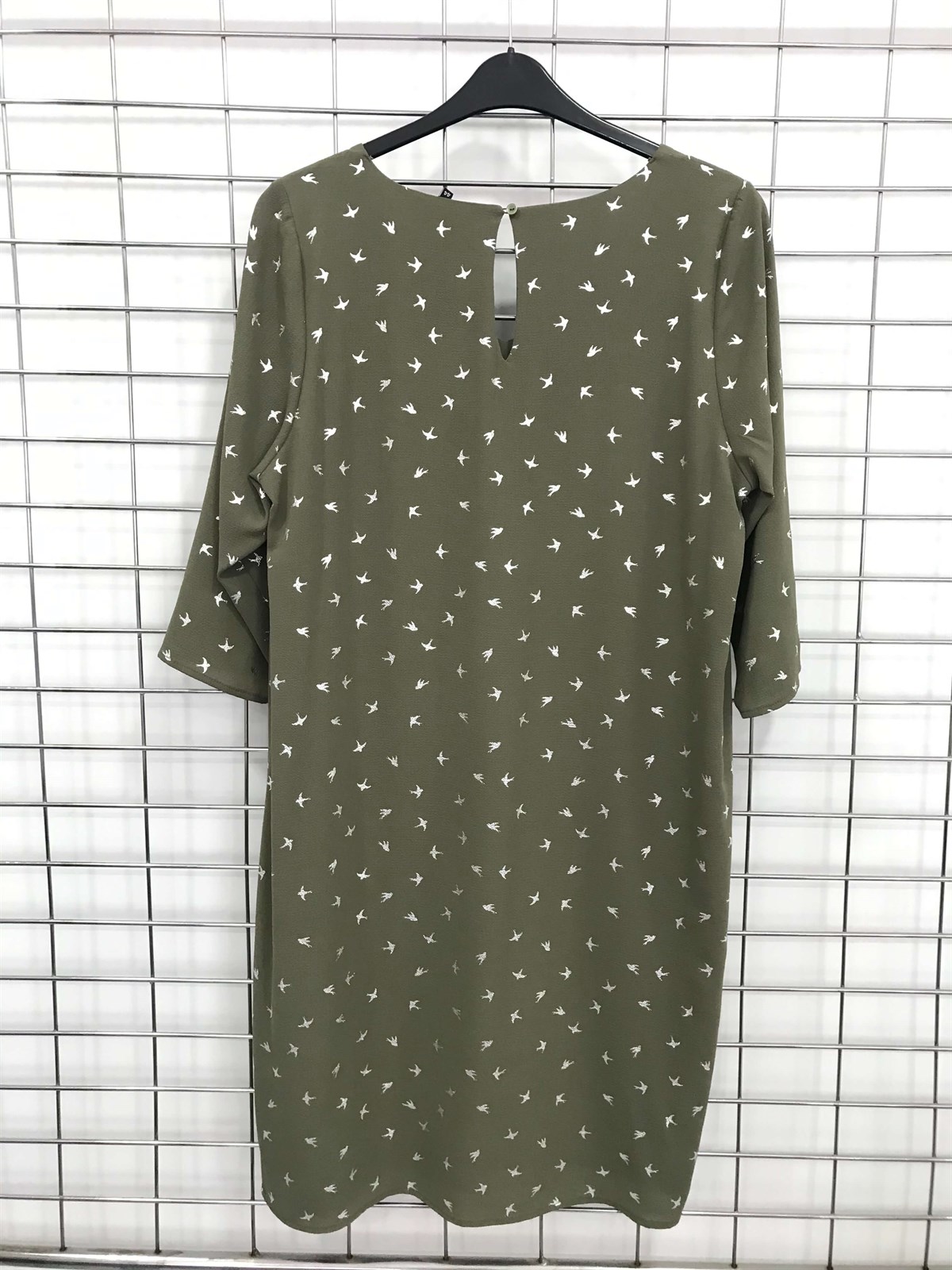 Myline-V Yakalı 3/4 Kol Simli Astarlı Elbise-Büyük Beden Outlet-45612