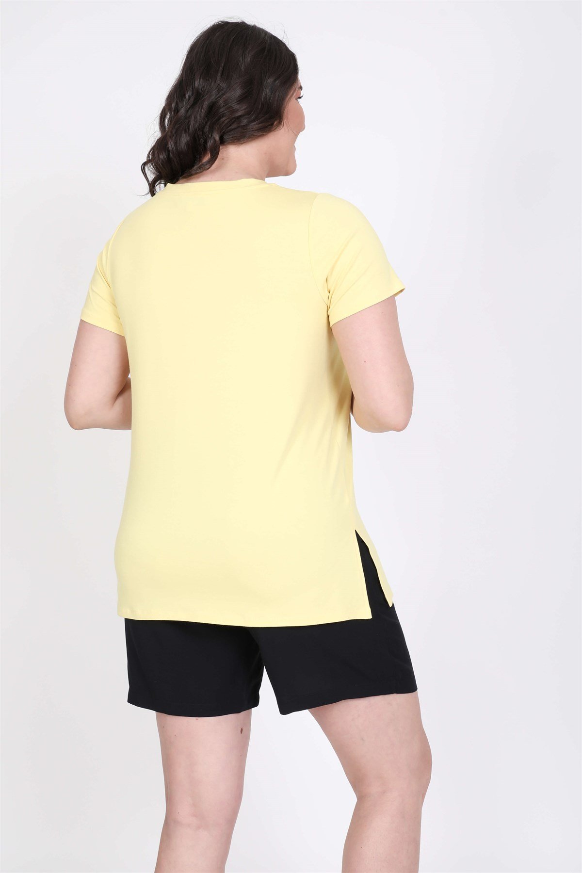 Myline-V Yakalı Tişört-Büyük Beden Tişört-45547