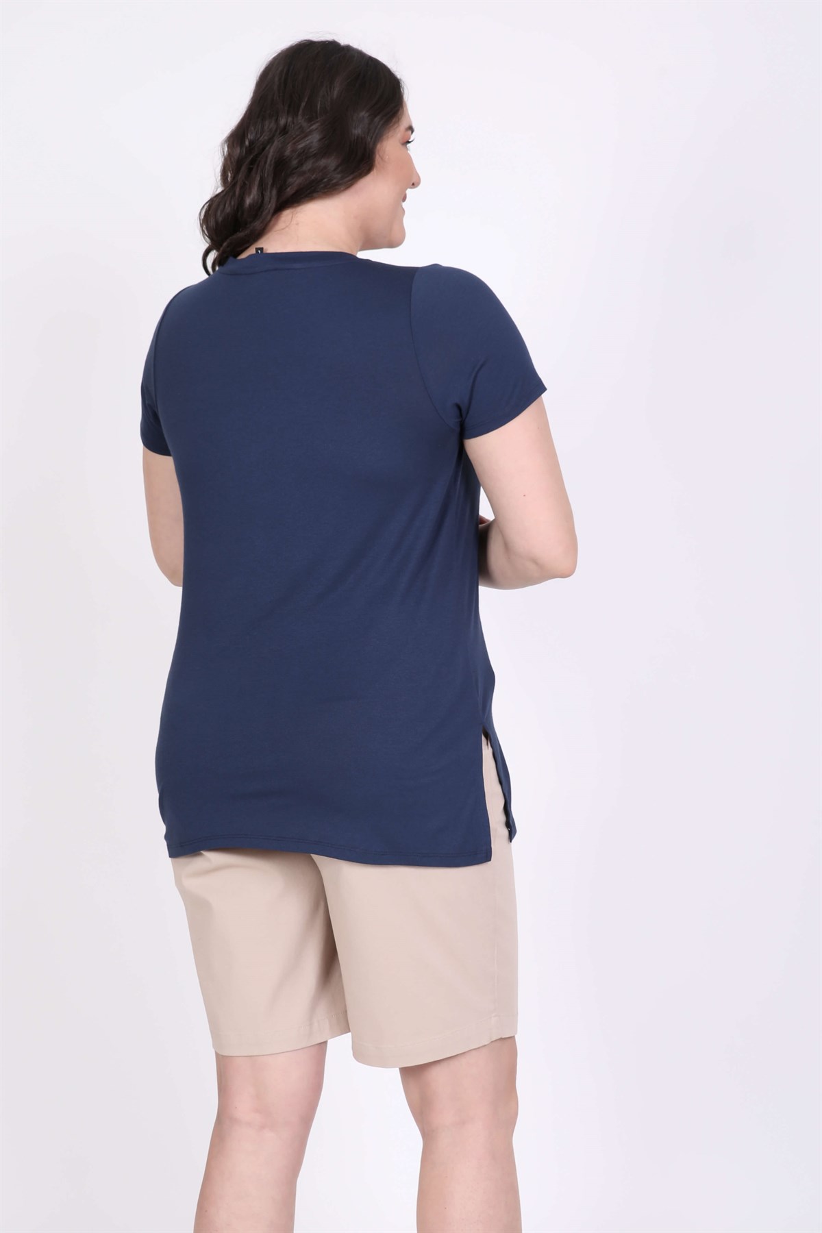 Myline-V Yakalı Tişört-Büyük Beden Tişört-45548