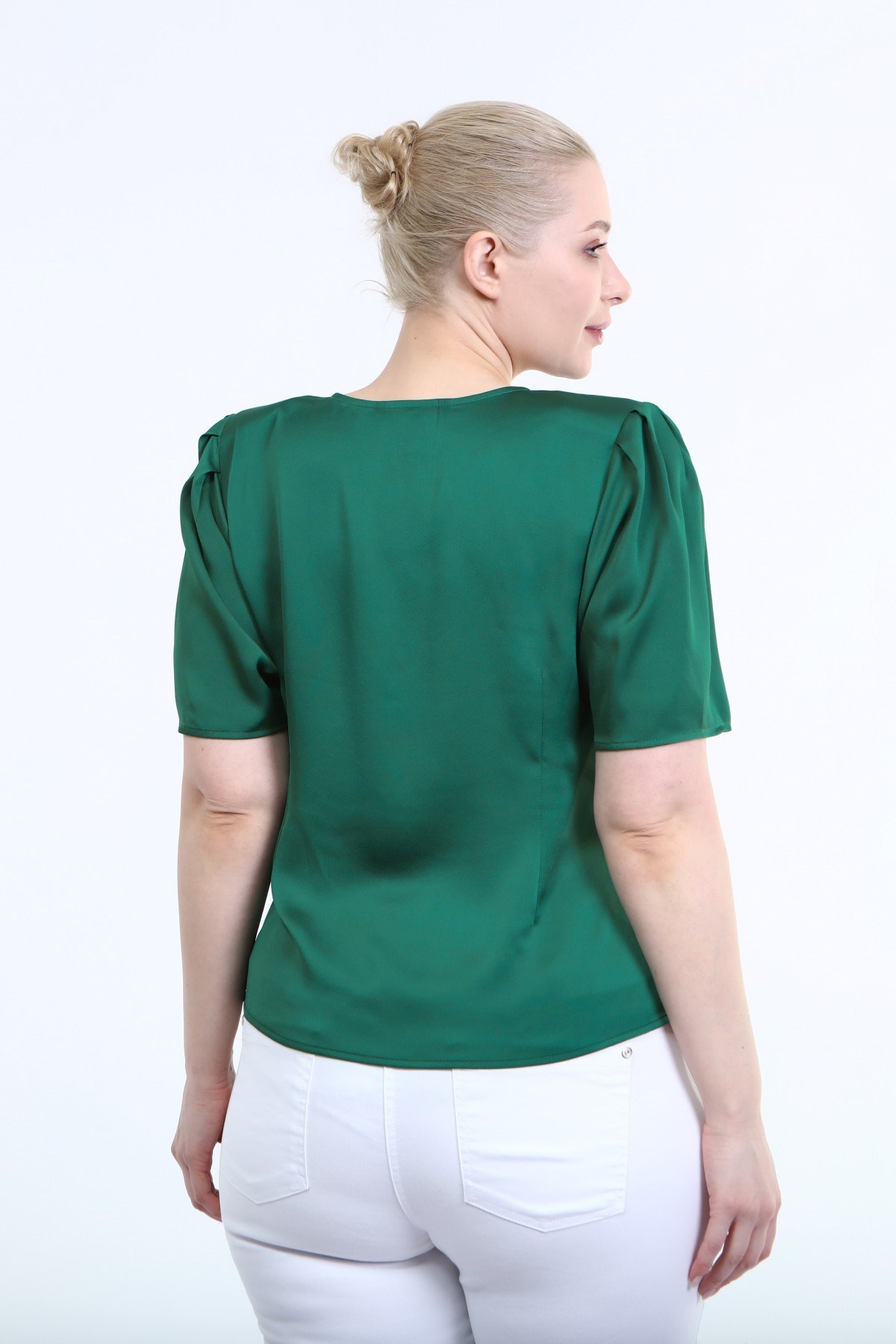 Myline-Vatkalı Pile Detay Anvelop Bluz-Büyük Beden Bluz-66455