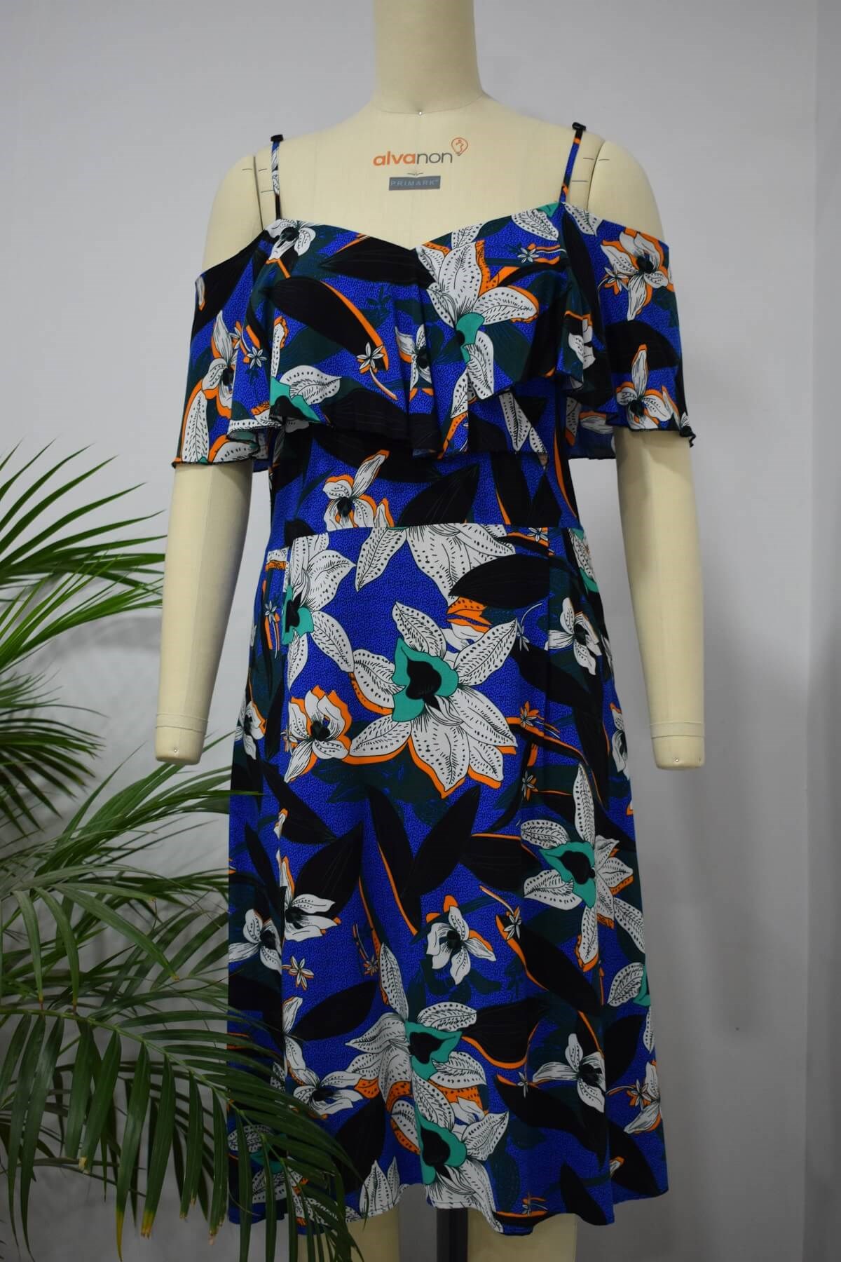 Myline-Volan Detaylı Askılı Elbise-Büyük Beden Outlet-56209